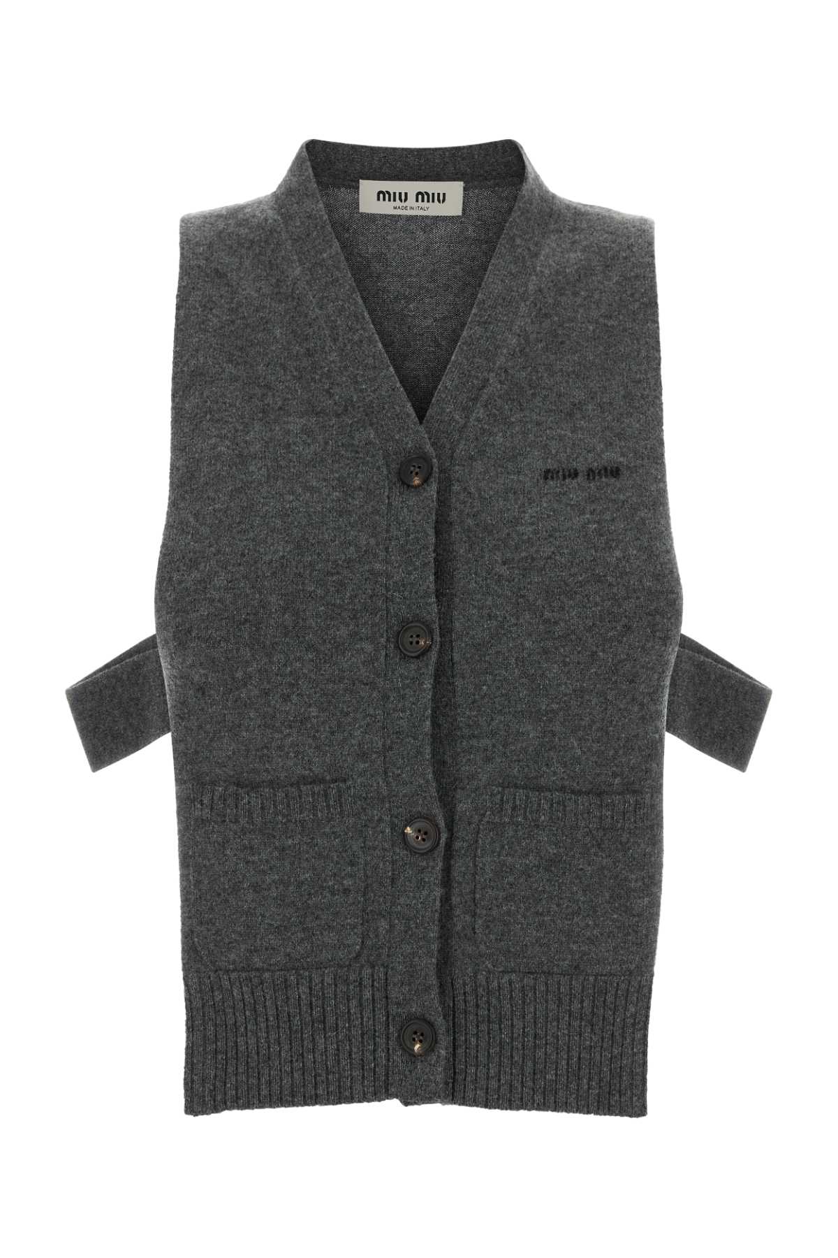 Dark grey cashmere vest MMV380SOOO19RLF0480 (MIU MIU / ベスト ) | MIU MIU (ミュウミュウ)