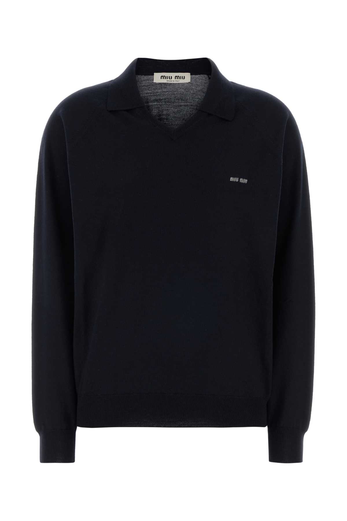 Midnight blue wool polo shirt MML05JSOOO16WJF0H9Q (MIU MIU / ニット・セーター・カーディガン ) | MIU MIU (ミュウミュウ)
