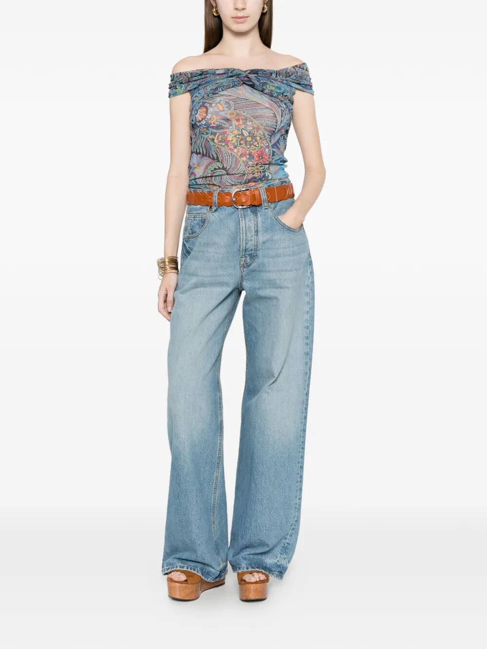 SEMI-SHEER STRAIGHT NECK PATTERNED TOP WRJA019399IAS72X0887 (ETRO / Tシャツ・カットソー ) | ETRO (エトロ)(1)