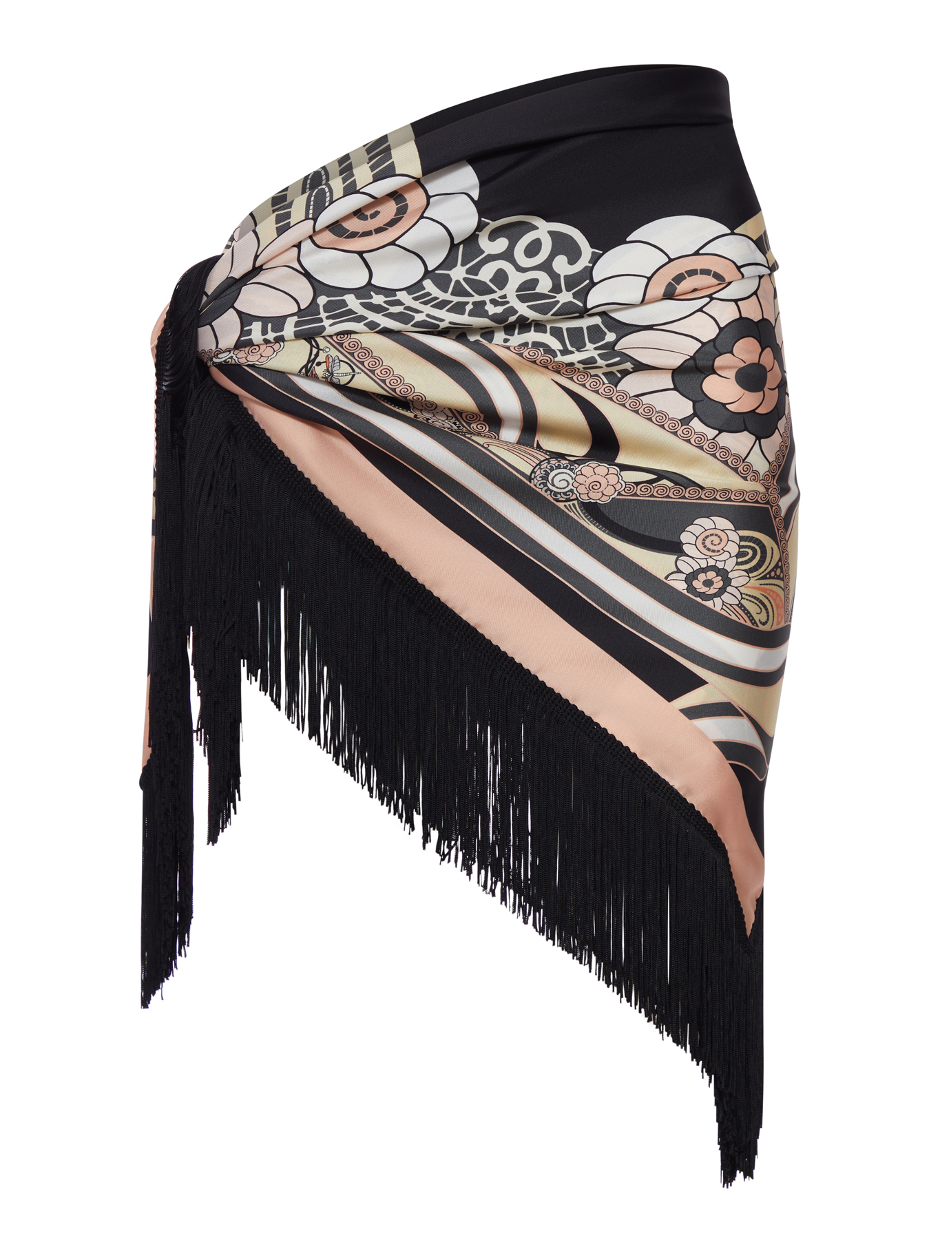 SILK SCARF WITH FRINGES AND ORNAMENTAL PRINT SCA0073SIL006AMB03PI02 (La DoubleJ / スカーフ・マフラー ) | La DoubleJ (ラダブルジェイ)(1)