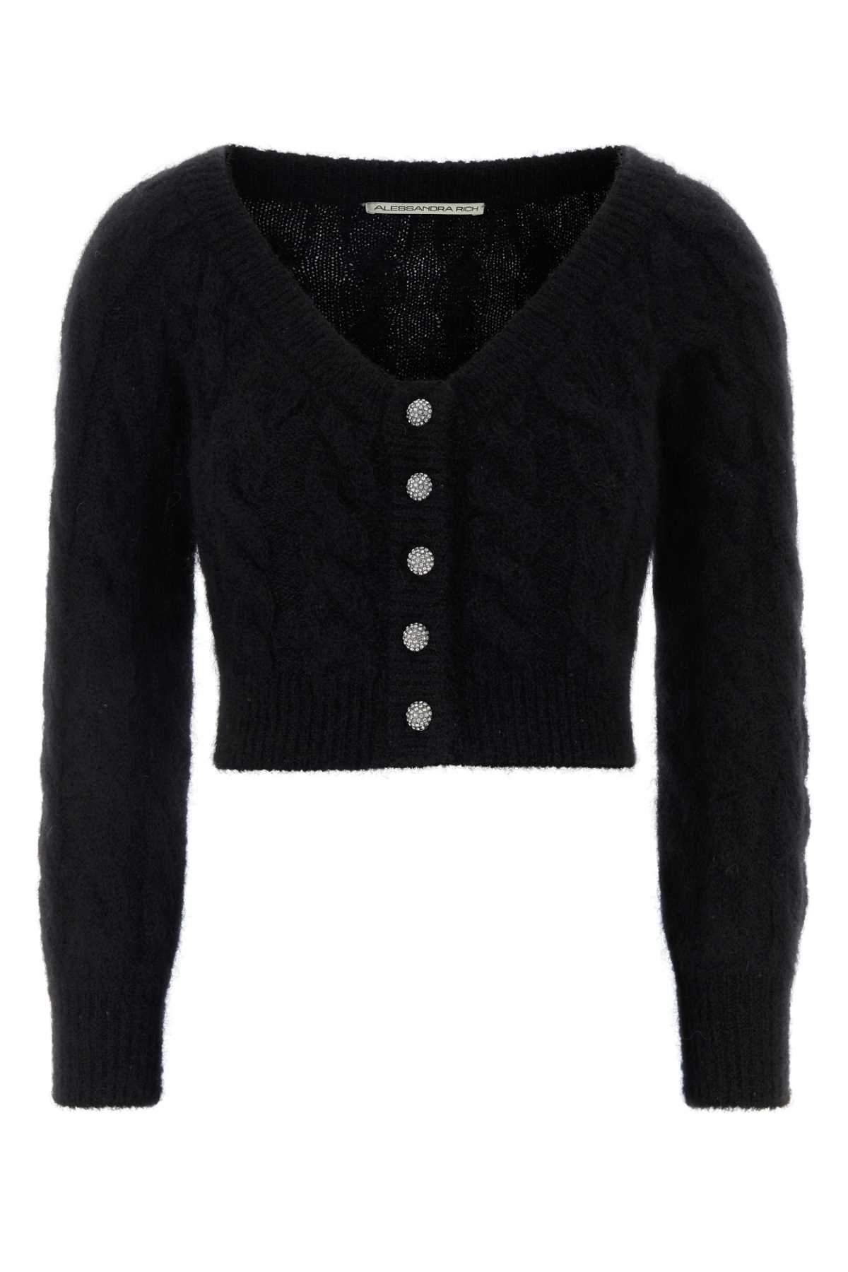 Black stretch mohair blend cardigan FABX4343K47249008 (ALESSANDRA RICH / ニット・セーター・カーディガン ) | ALESSANDRA RICH (アレッサンドラ リッチ)