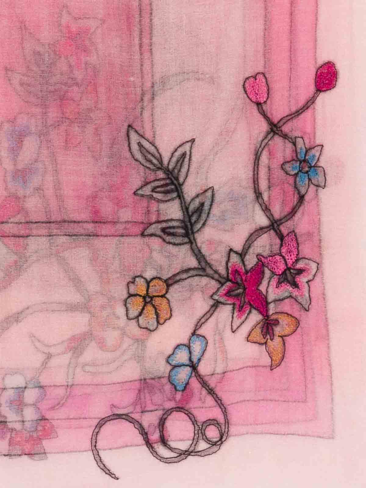 Pink Chanty Scarf With Floral Decoration E2610171820 (Faliero Sarti / スカーフ・マフラー ) | Faliero Sarti (ファリエロ サルティ)(1)