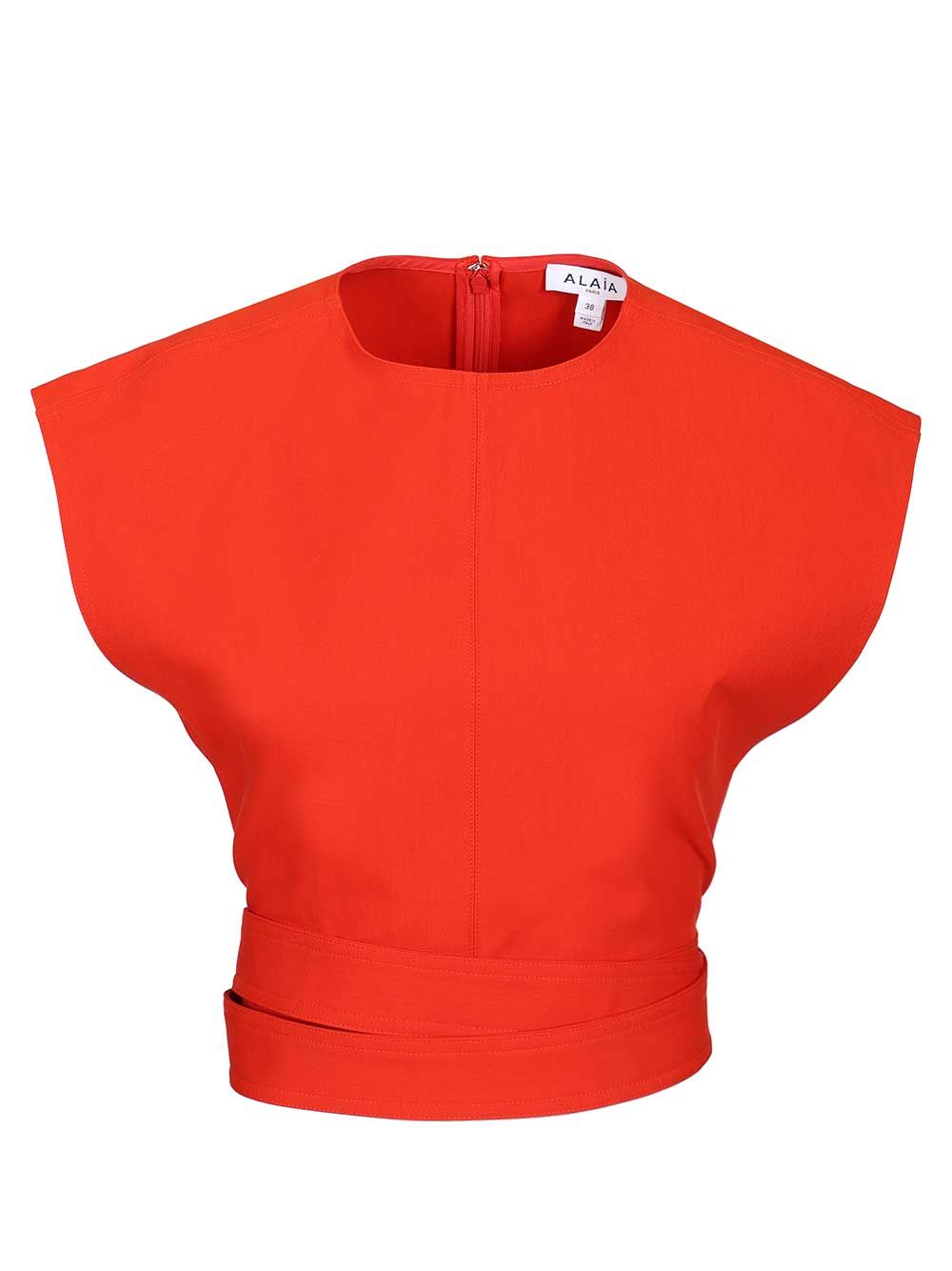 Cropped top in cotton gabardine with band AA9H1479W112C319 (ALAIA / シャツ・ブラウス ) | ALAIA (アライア)