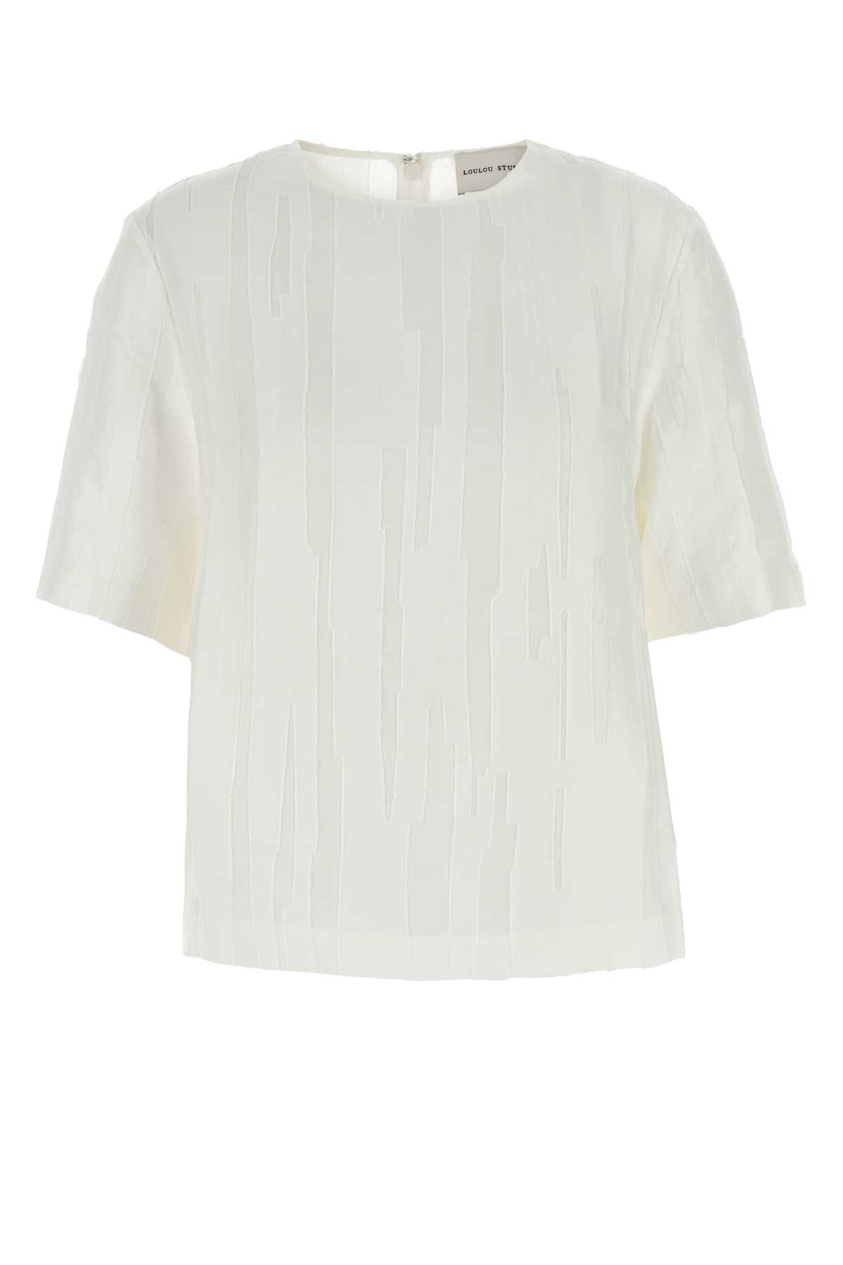 White silk blend Toba t-shirt TOBAIVORY (LOULOU STUDIO / Tシャツ・カットソー ) | LOULOU STUDIO (ルルスタジオ)