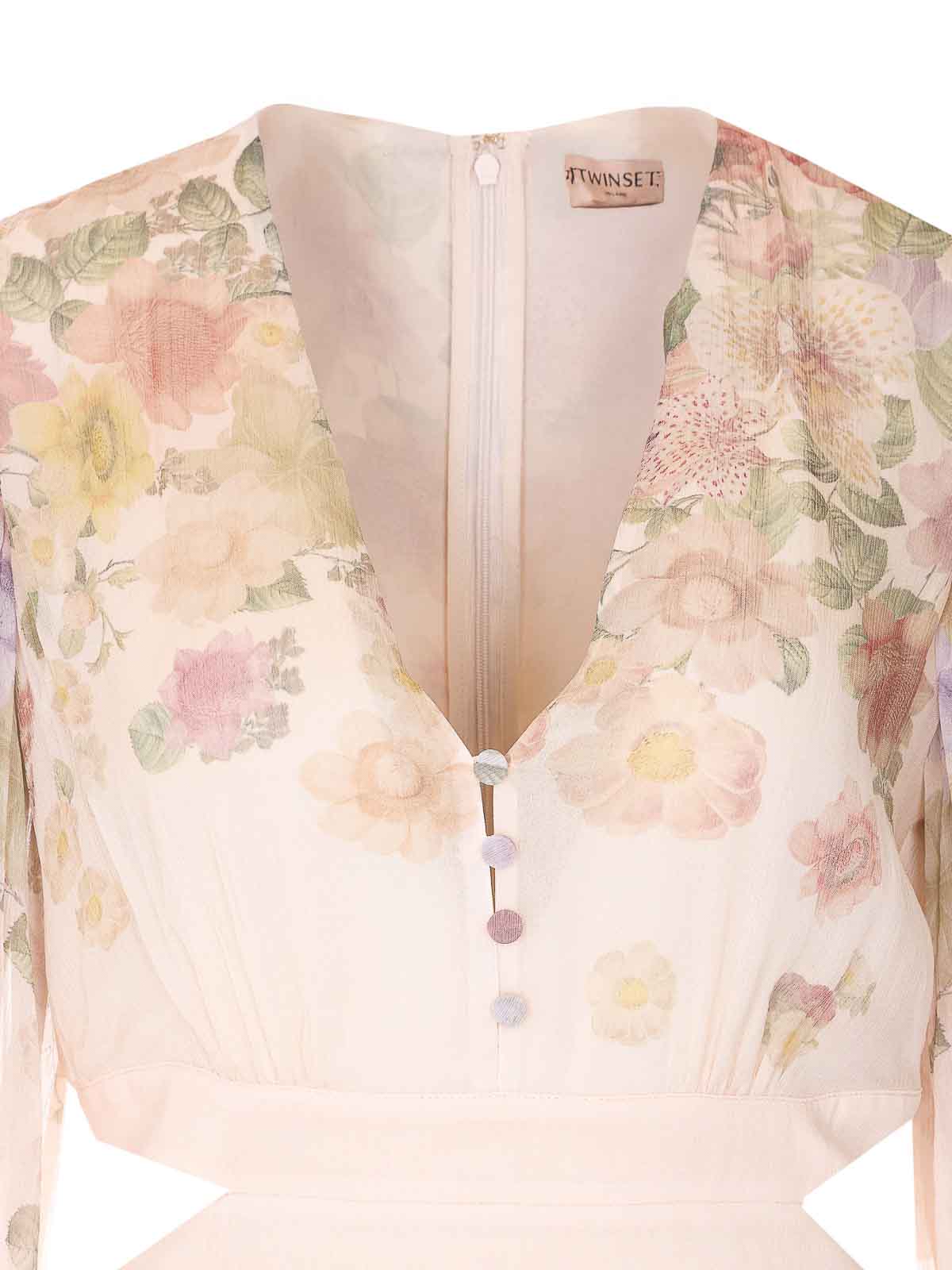 Pink Floral Print Dress 261TT256113588 (TWINSET / ワンピース・ドレス・オールインワン ) | TWINSET (ツインセット)(3)