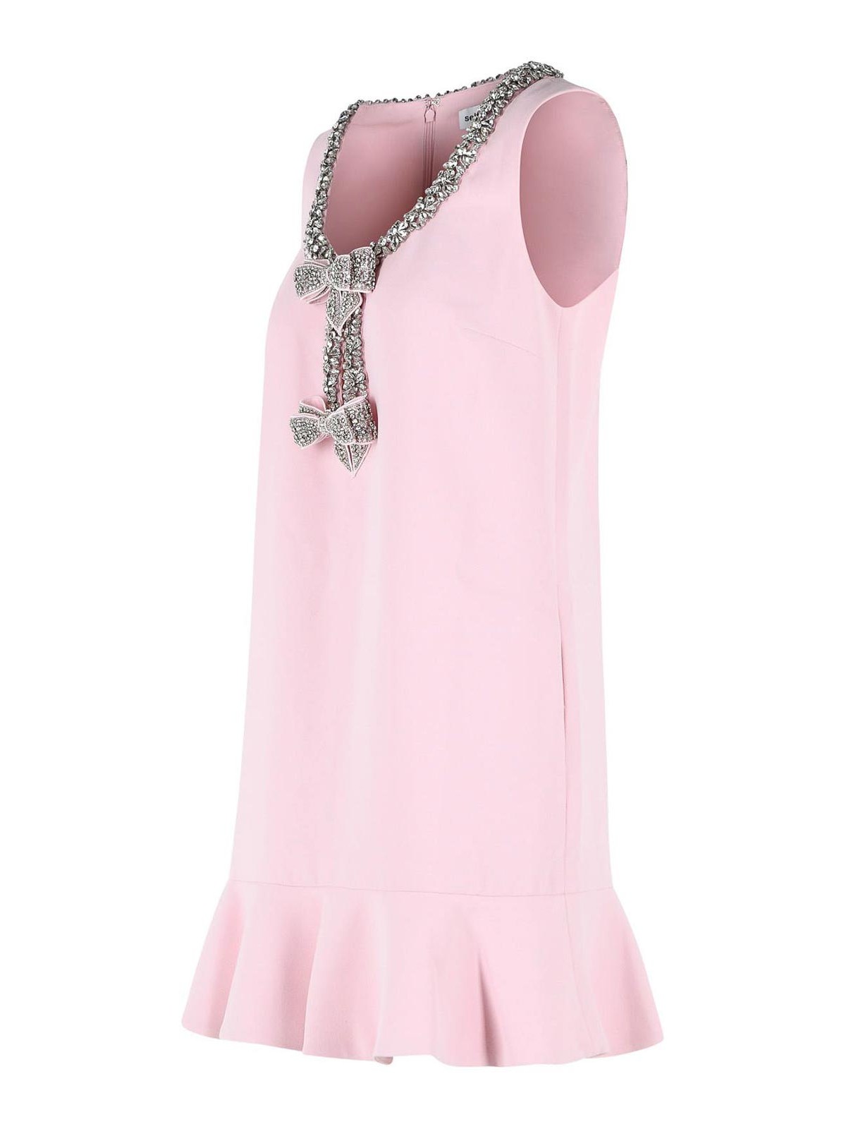 Bonded Pink Polyester Dress SS26036SAPPINK (self-portrait / ワンピース・ドレス・オールインワン ) | self-portrait (セルフ・ポートレイト)(2)