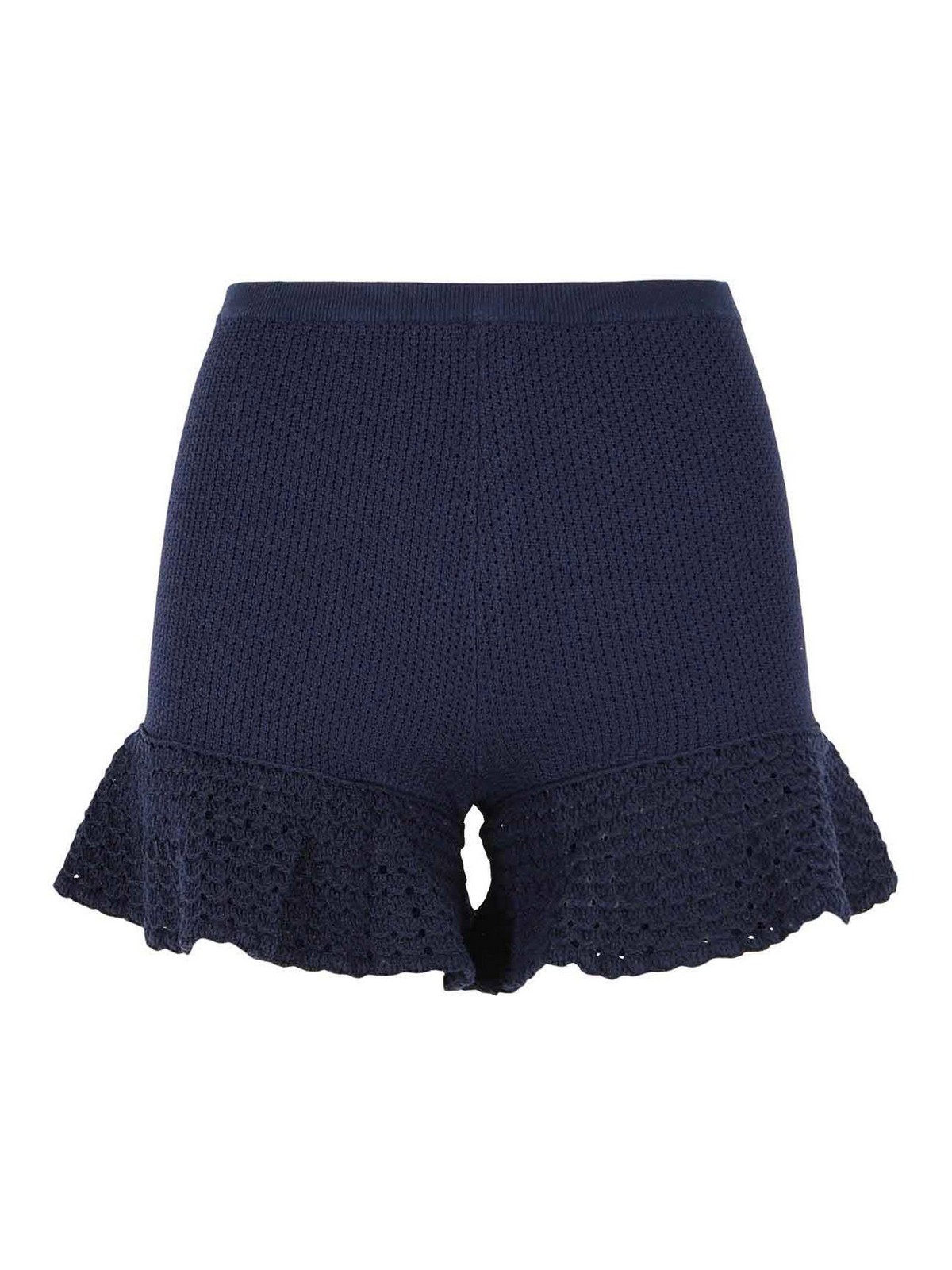 Navy Blue Viscose Blend Shorts SS26048PNNAVY (self-portrait / ショートパンツ ) | self-portrait (セルフ・ポートレイト)