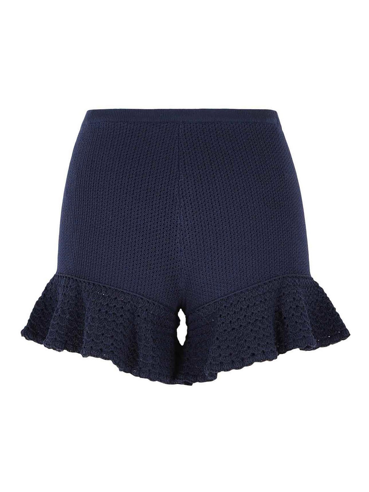Navy Blue Viscose Blend Shorts SS26048PNNAVY (self-portrait / ショートパンツ ) | self-portrait (セルフ・ポートレイト)(1)