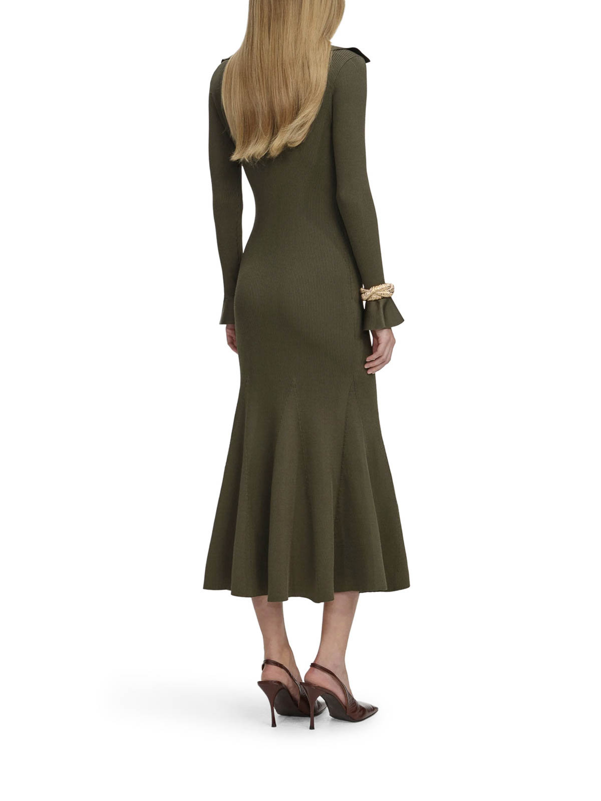 Midi Dress In Openwork Knit SS26185MGREEN (self-portrait / ワンピース・ドレス・オールインワン ) | self-portrait (セルフ・ポートレイト)(2)