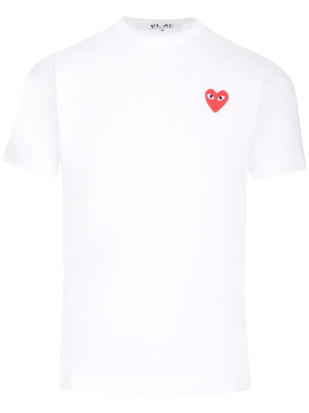 T-shirt with small red heart AXT1080512 (PLAY Comme Des Garçons / Tシャツ・カットソー ) | PLAY Comme Des Garçons (プレイ コムデギャルソン)