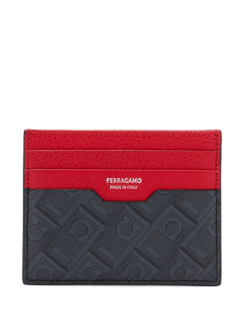MONOGRAM-PRINT TWO-TONE GRAINED LEATHER CARD HOLDER 6615830780322NEROGRIGIO (FERRAGAMO / 財布・カードケース ) | FERRAGAMO (フェラガモ)