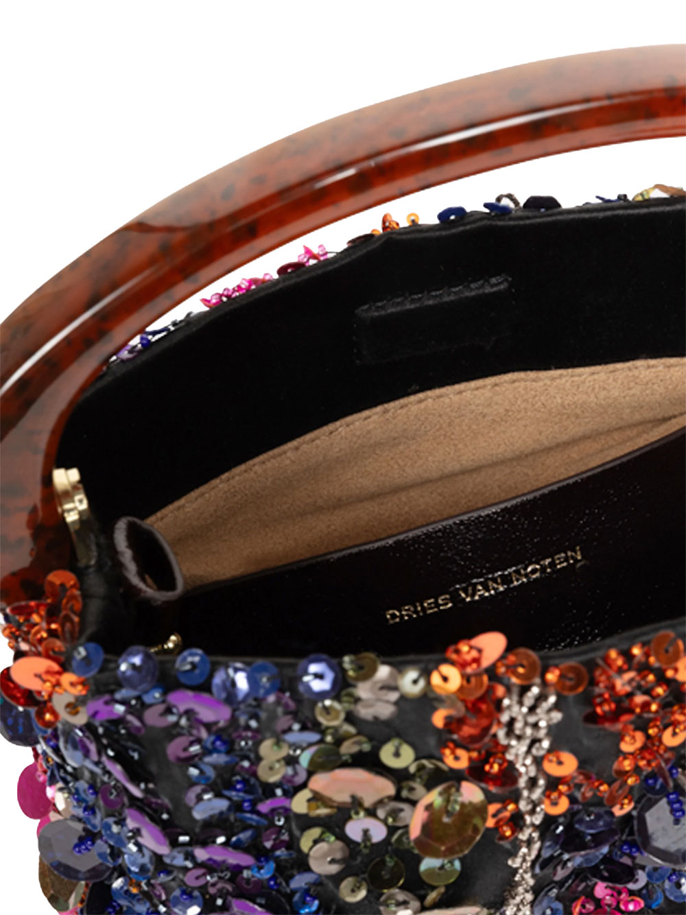 MICRO EMBELLISHED MULTICOLOR VISCOSE AND SILK BAG WITH RESIN TOP HANDLE 0115220856353 (Dries Van Noten / ハンドバッグ・ショルダーバッグ ) | Dries Van Noten (ドリスヴァンノッテン)(3)
