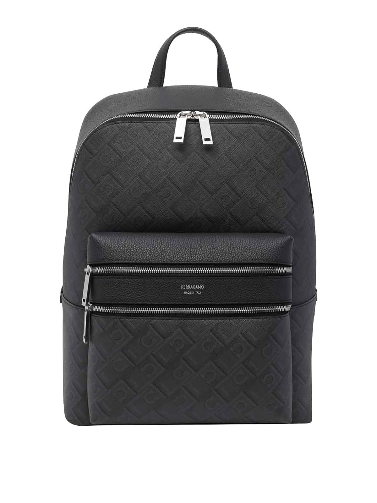 Black And Grey Embossed Gancini Backpack 779699241366 (FERRAGAMO / バックパック ) | FERRAGAMO (フェラガモ)