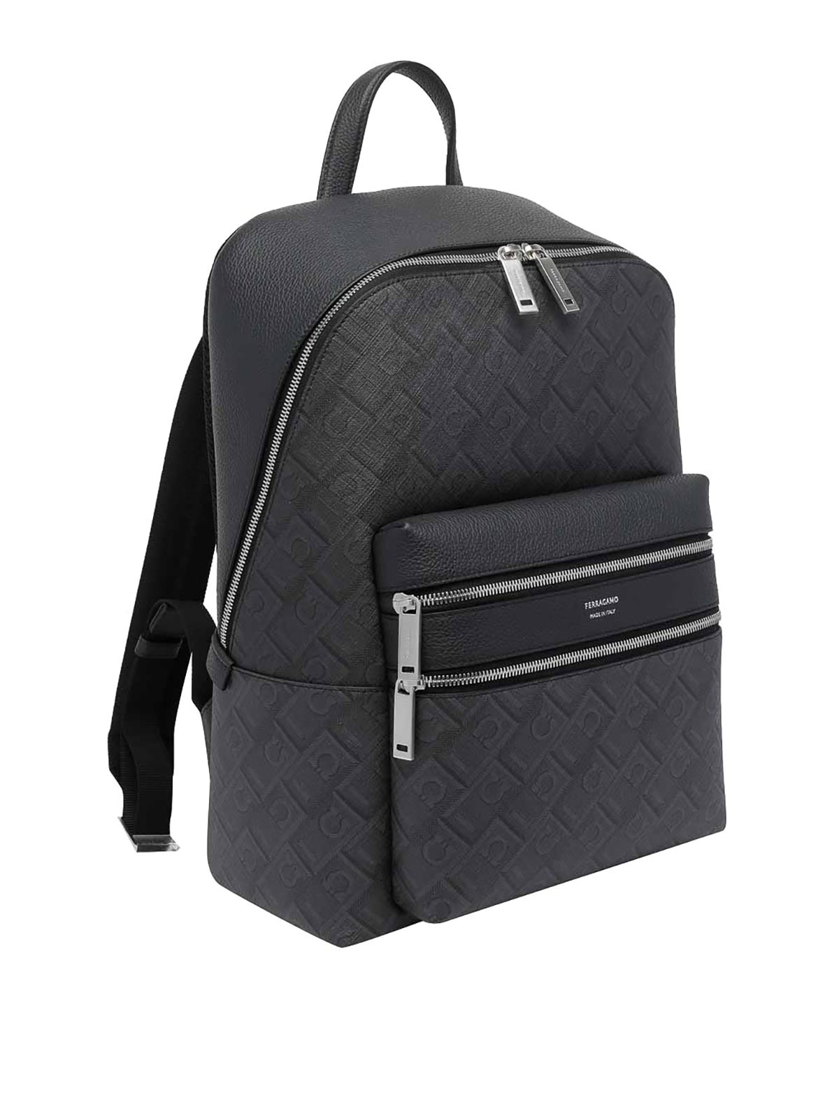 Black And Grey Embossed Gancini Backpack 779699241366 (FERRAGAMO / バックパック ) | FERRAGAMO (フェラガモ)(1)