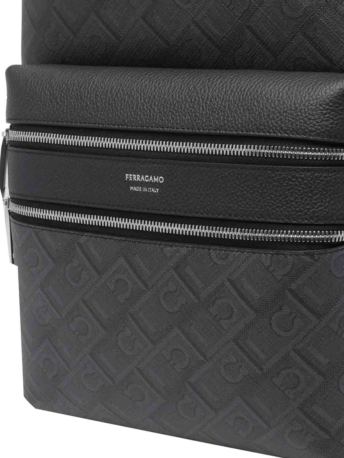 Black And Grey Embossed Gancini Backpack 779699241366 (FERRAGAMO / バックパック ) | FERRAGAMO (フェラガモ)(3)