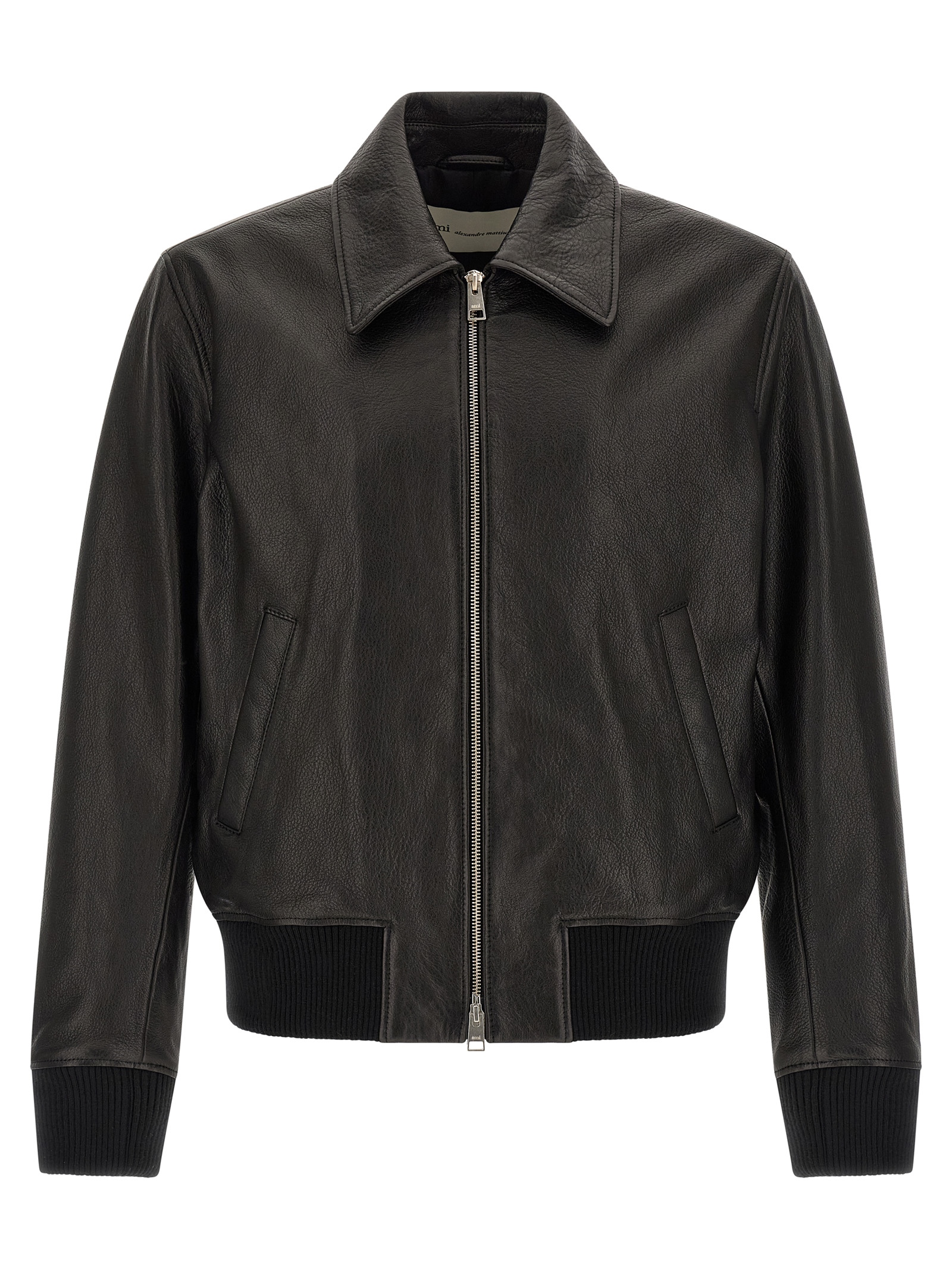 'Ami de Coeur' leather bomber jacket HJK850LH0044001 (AMI Paris / レザー&ファージャケット・コート ) | AMI Paris (アミパリス)
