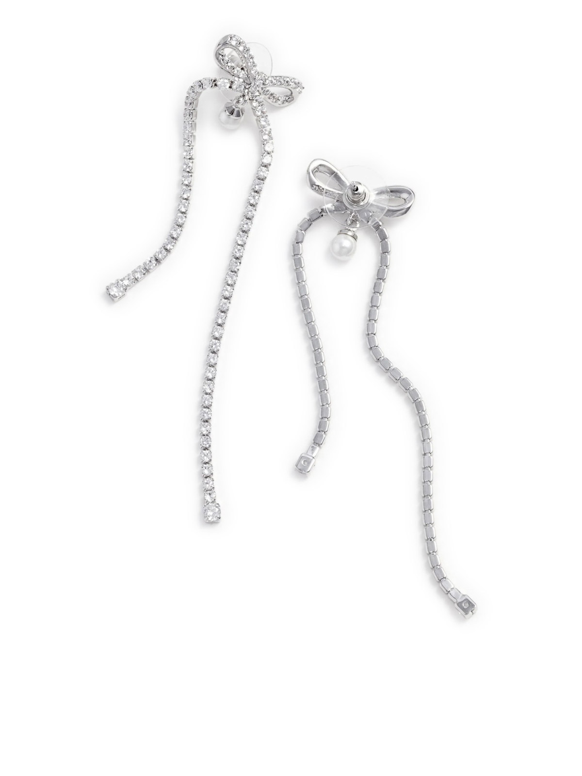 Crystal And Pearl Bow Dangling Earrings SS26608EASILVER (self-portrait / ピアス・イヤリング ) | self-portrait (セルフ・ポートレイト)(1)