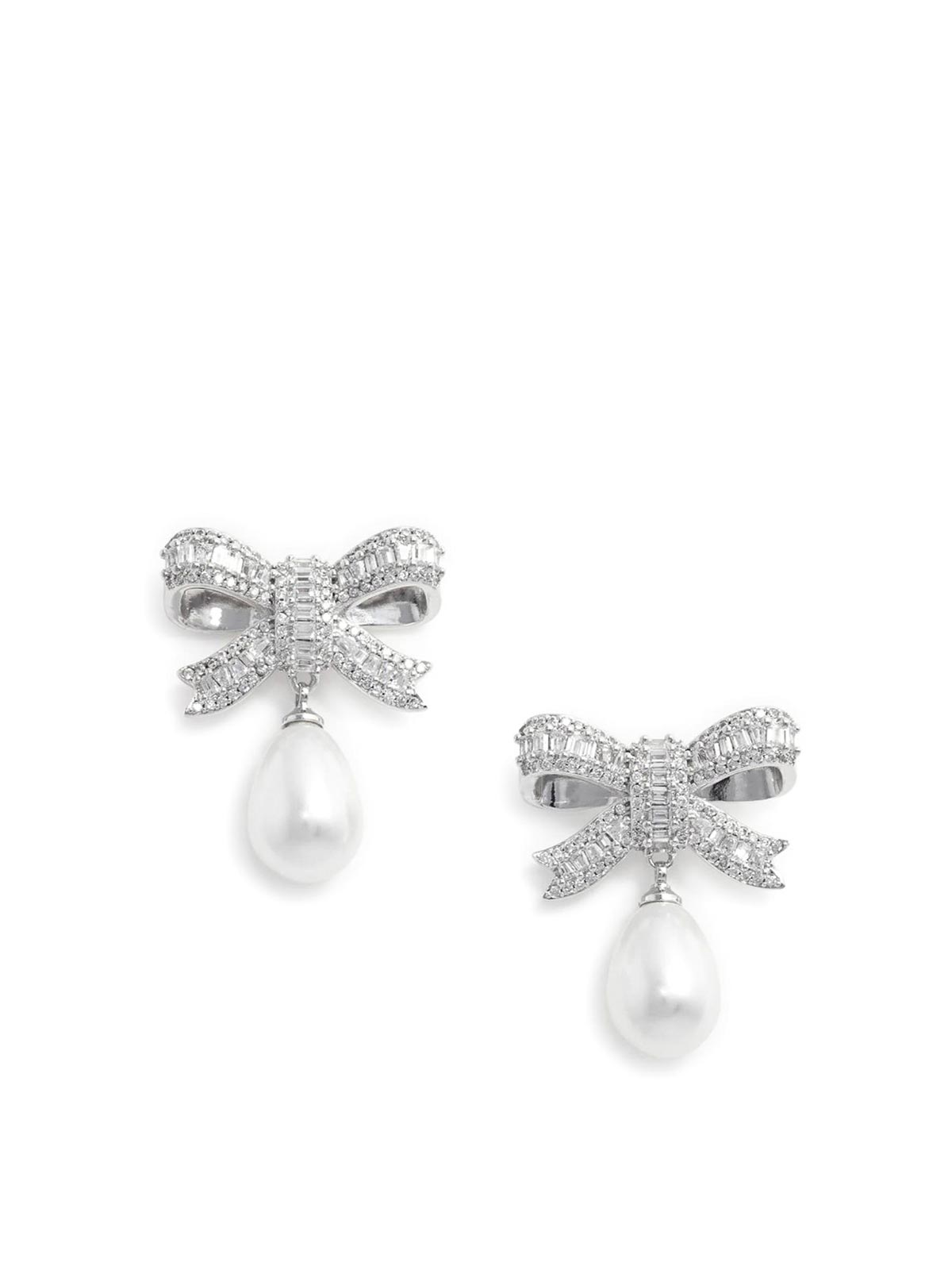 Pearl Drop Earrings With Crystal Bow SS26616ESILVER (self-portrait / ピアス・イヤリング ) | self-portrait (セルフ・ポートレイト)