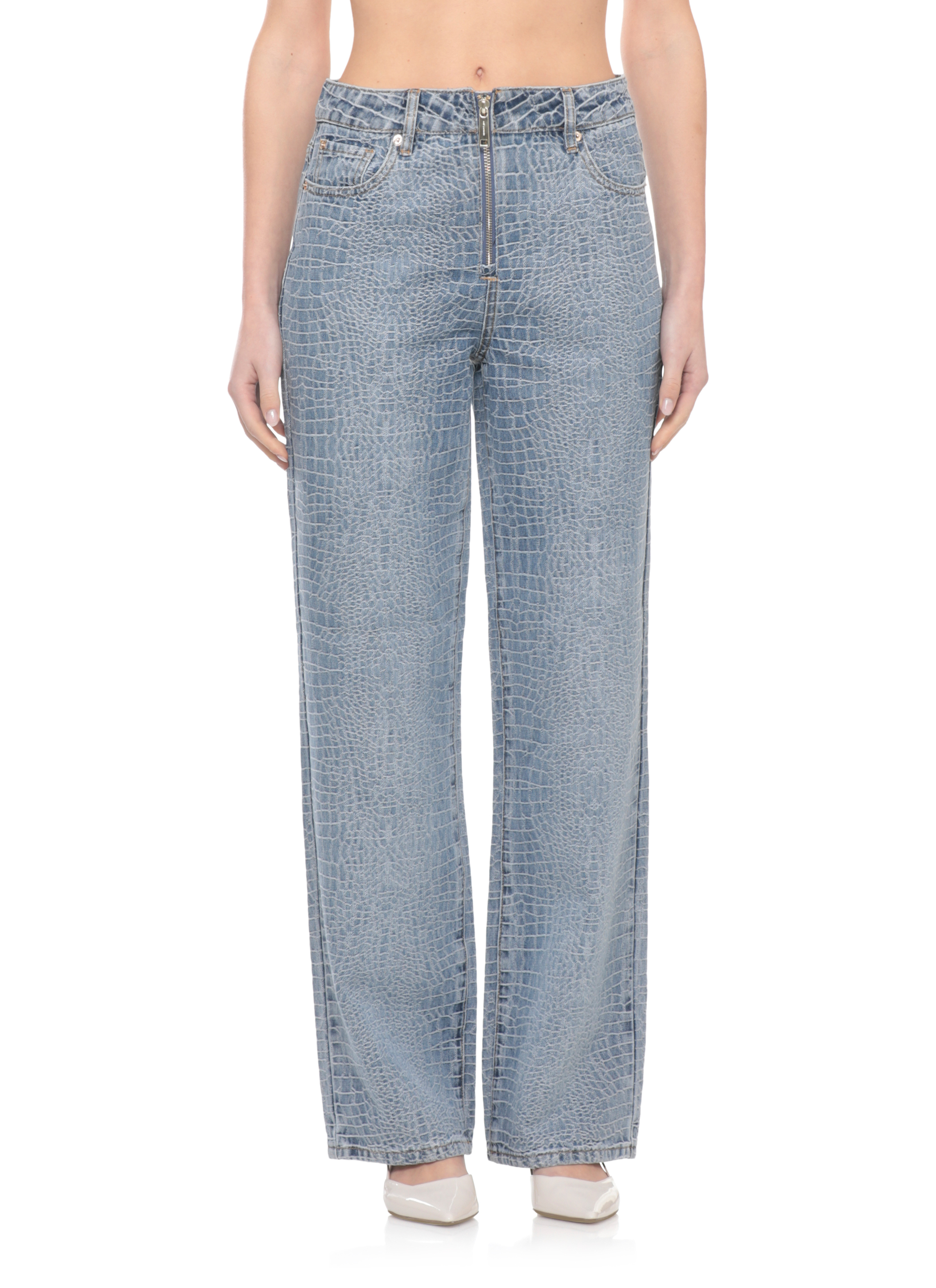 SELF PORTRAIT Jeans Blue SS26804PBLCROCEFFECTSTRAIGHTLEGBLUE (self-portrait / ジーンズ ) | self-portrait (セルフ・ポートレイト)(1)