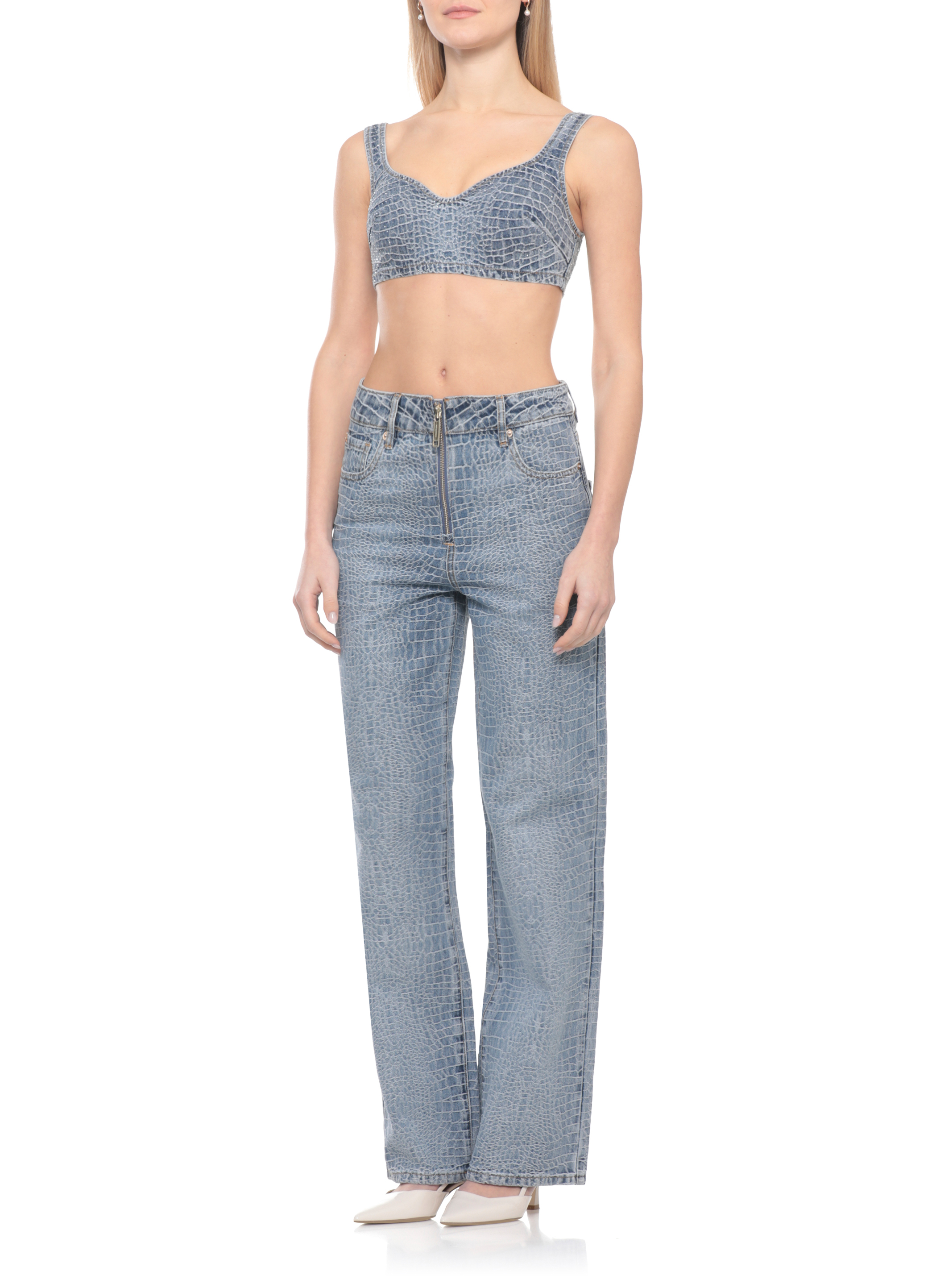 SELF PORTRAIT Jeans Blue SS26804PBLCROCEFFECTSTRAIGHTLEGBLUE (self-portrait / ジーンズ ) | self-portrait (セルフ・ポートレイト)(4)