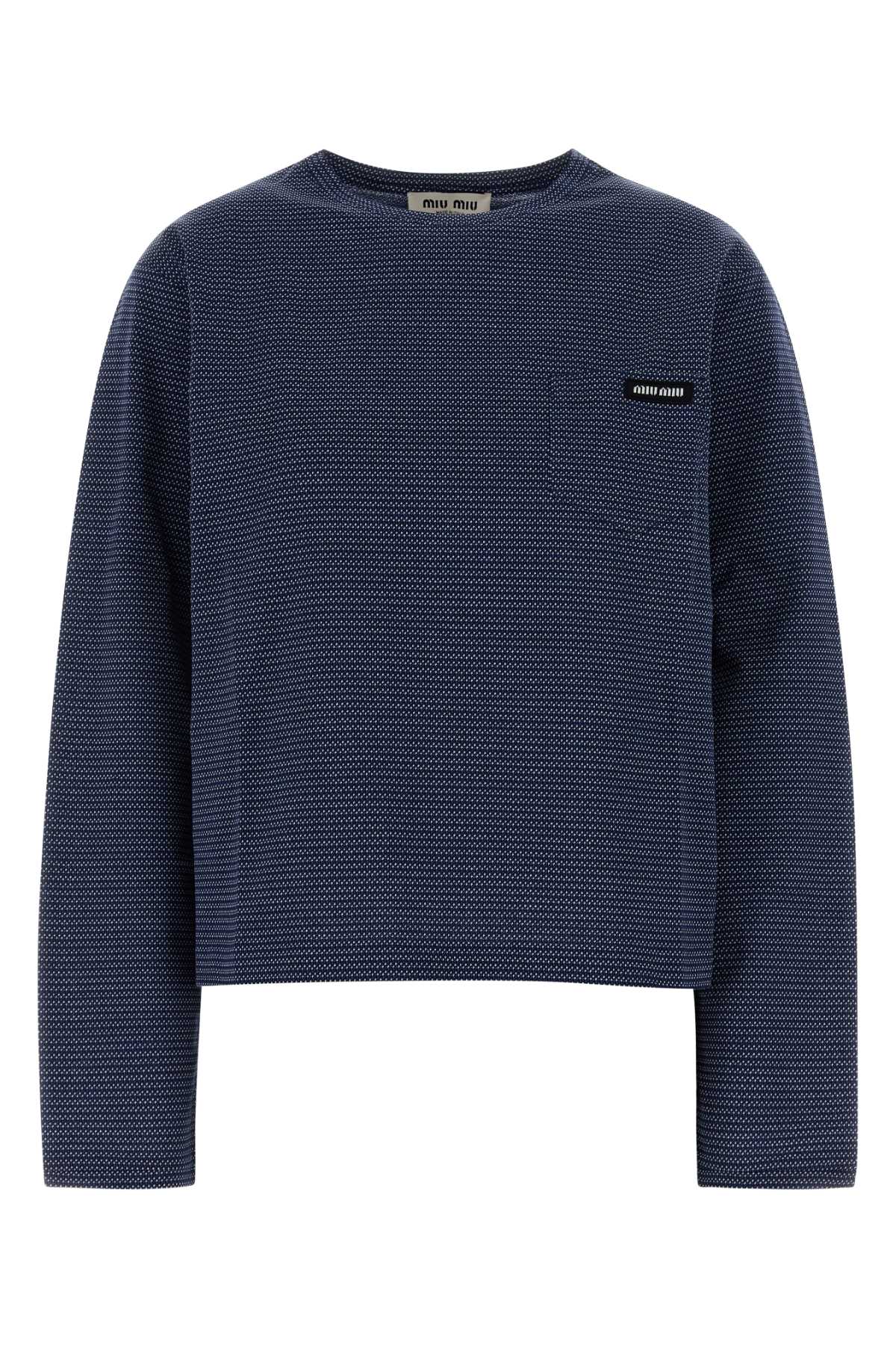 Two-tone jersey t-shirt MJLA47SOOO19J4F0X32 (MIU MIU / Tシャツ・カットソー ) | MIU MIU (ミュウミュウ)