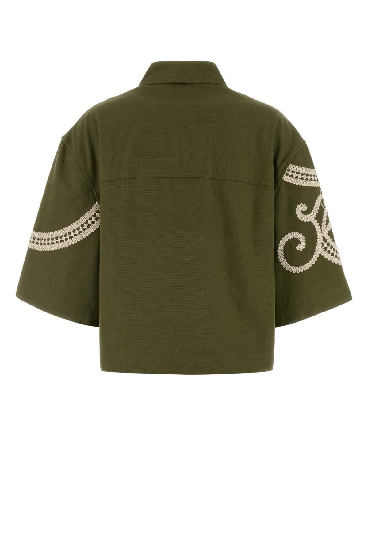 Olive green canvas Como shirt 2615041012600001 (Weekend Max Mara / カジュアルジャケット ) | Weekend Max Mara (ウィークエンド マックスマーラ)(1)