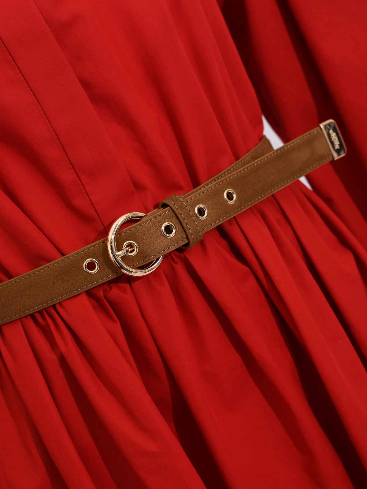 Mstmarmo Dress In Cotton Satin With Red Belt 26162210216E15 (Max Mara Studio / ワンピース・ドレス・オールインワン ) | Max Mara Studio (マックスマーラ ステュディオ)(2)