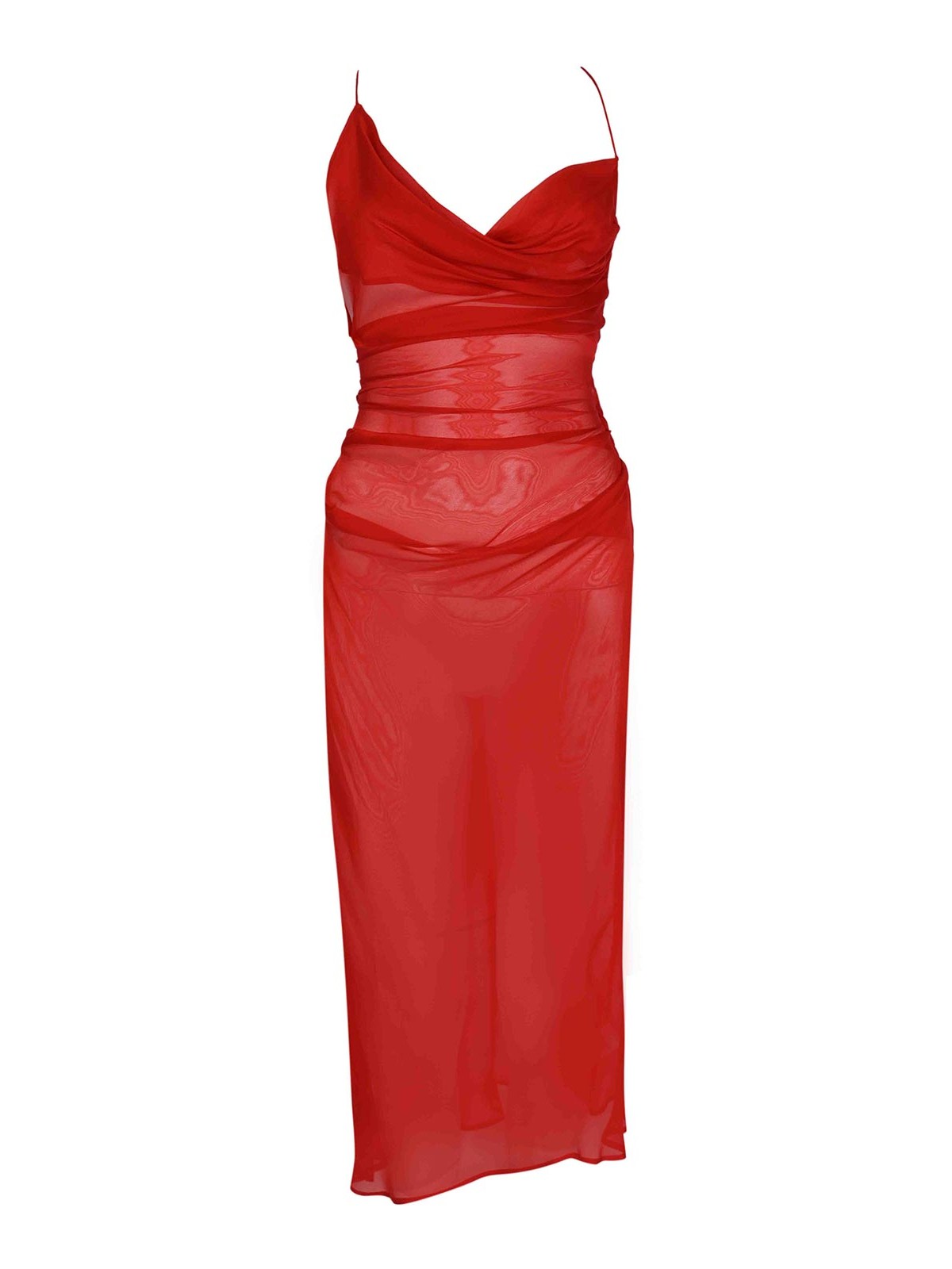 Asymmetric dress in silk chiffon with draping 8A1648AN111R880 (PATRIZIA PEPE / ワンピース・ドレス・オールインワン ) | PATRIZIA PEPE (パトリツィア ペペ)