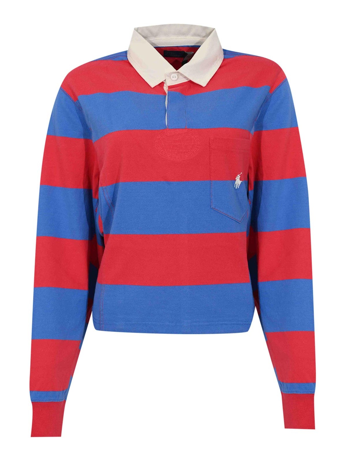 Long Sleeve Polo Shirt In Red/Blue Cotton 211971746501 (Polo Ralph Lauren / ポロシャツ ) | Polo Ralph Lauren (ポロ ラルフ ローレン)