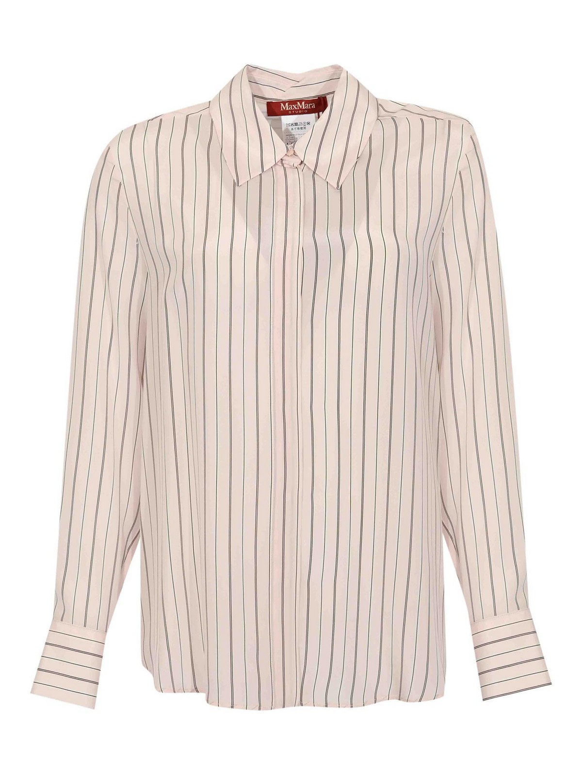 Mstflirt Shirt In Pink Striped Crepe De Chine 26161110116E15 (Max Mara Studio / シャツ・ブラウス ) | Max Mara Studio (マックスマーラ ステュディオ)