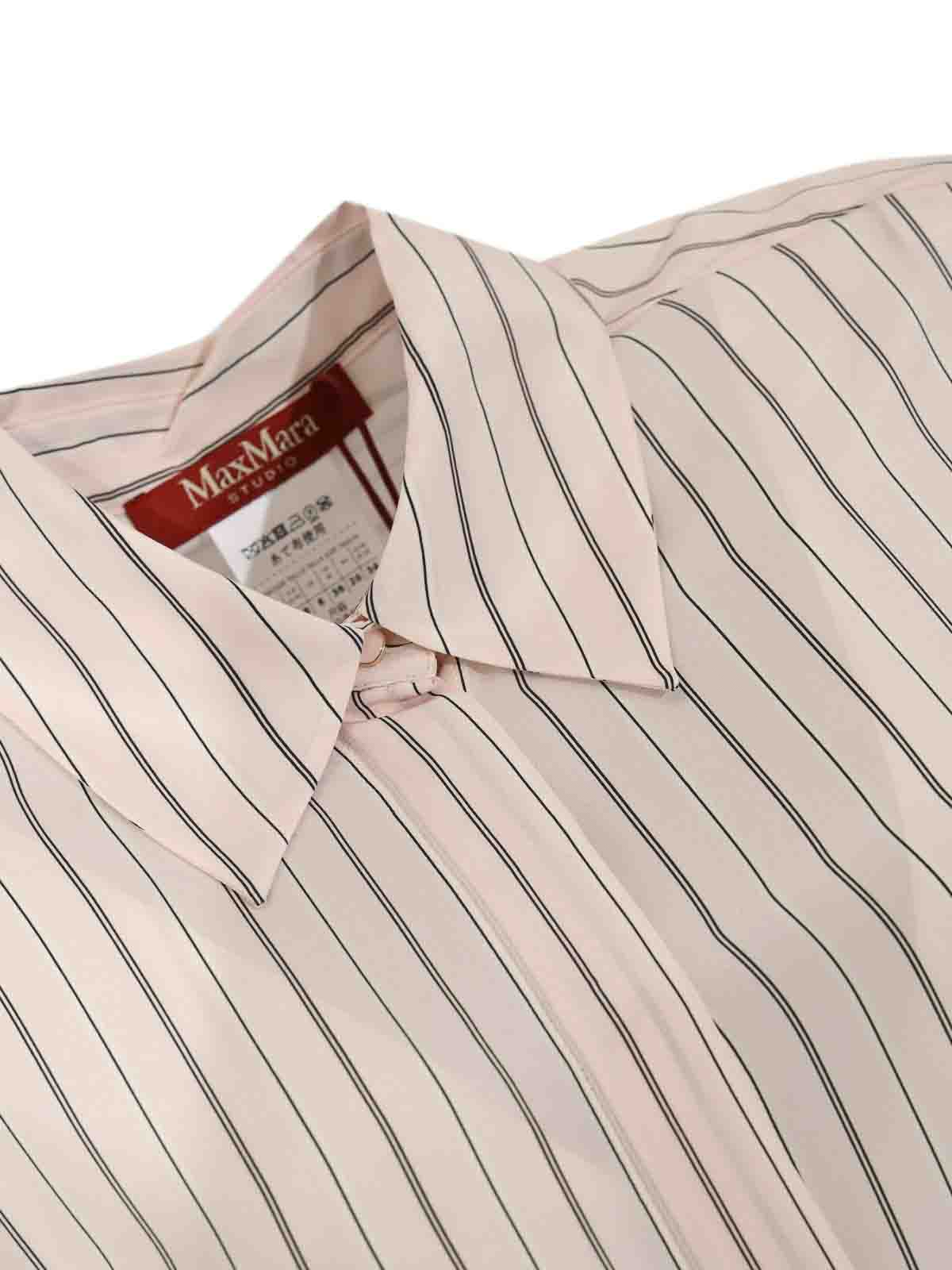 Mstflirt Shirt In Pink Striped Crepe De Chine 26161110116E15 (Max Mara Studio / シャツ・ブラウス ) | Max Mara Studio (マックスマーラ ステュディオ)(2)