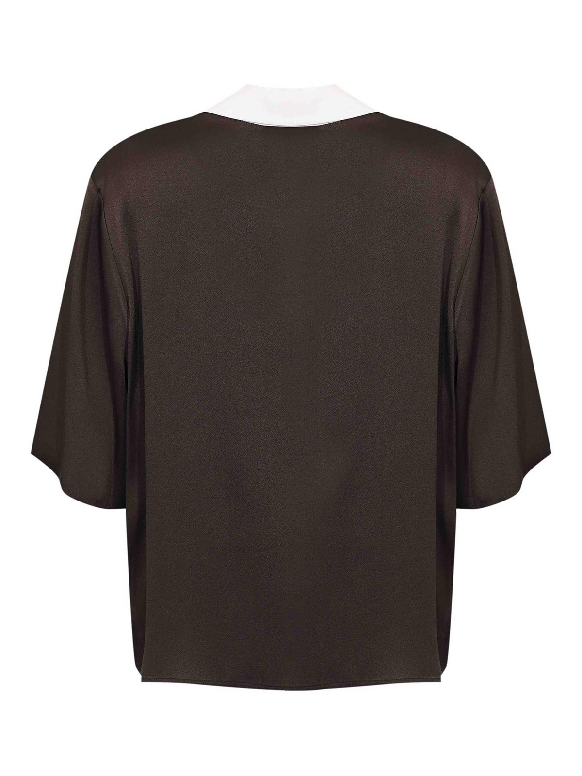 Navy Shirt In Silk Blend Satin Y6SM07V220 (SEMICOUTURE / シャツ・ブラウス ) | SEMICOUTURE (セミクチュール)(1)