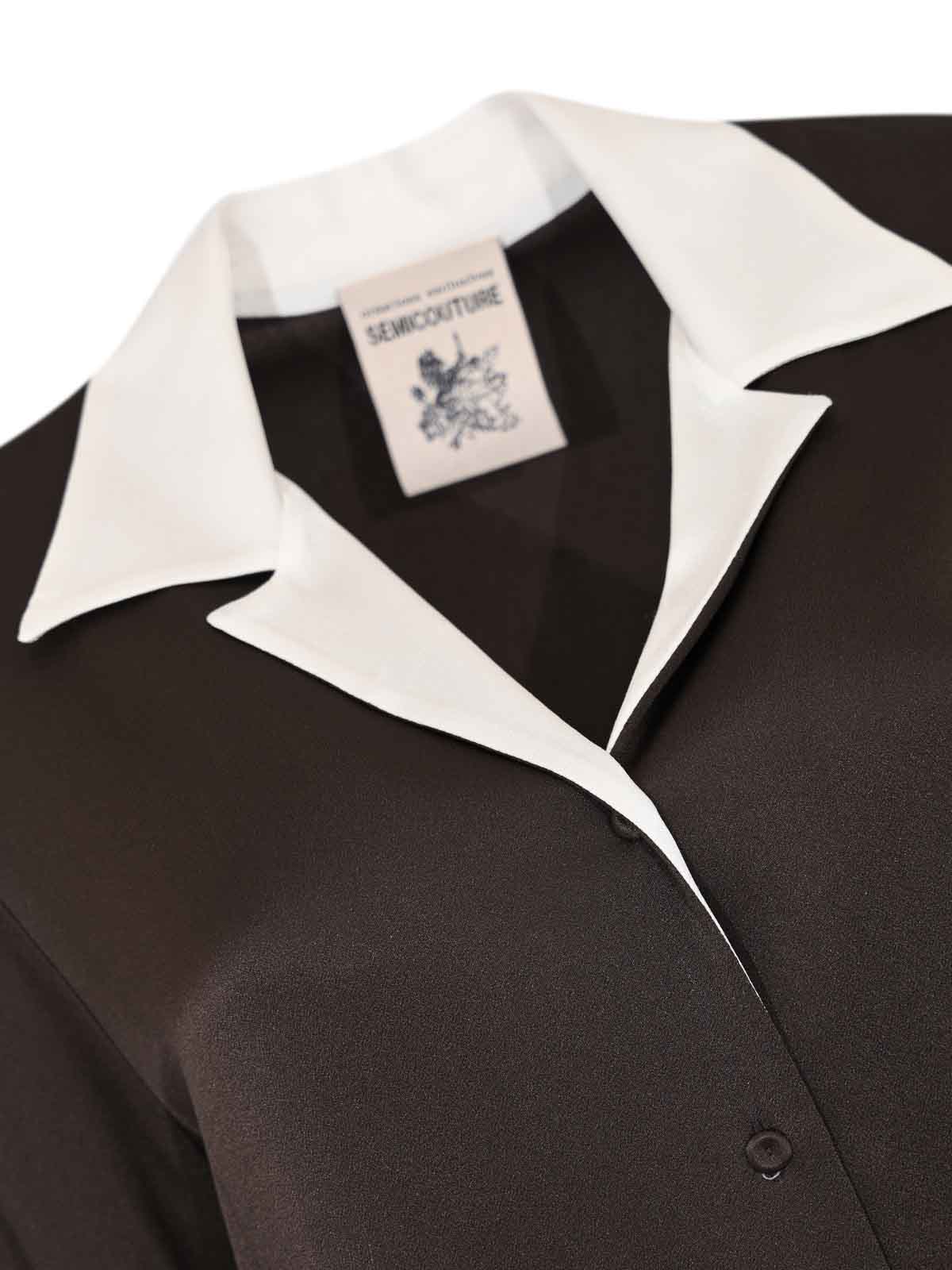 Navy Shirt In Silk Blend Satin Y6SM07V220 (SEMICOUTURE / シャツ・ブラウス ) | SEMICOUTURE (セミクチュール)(2)