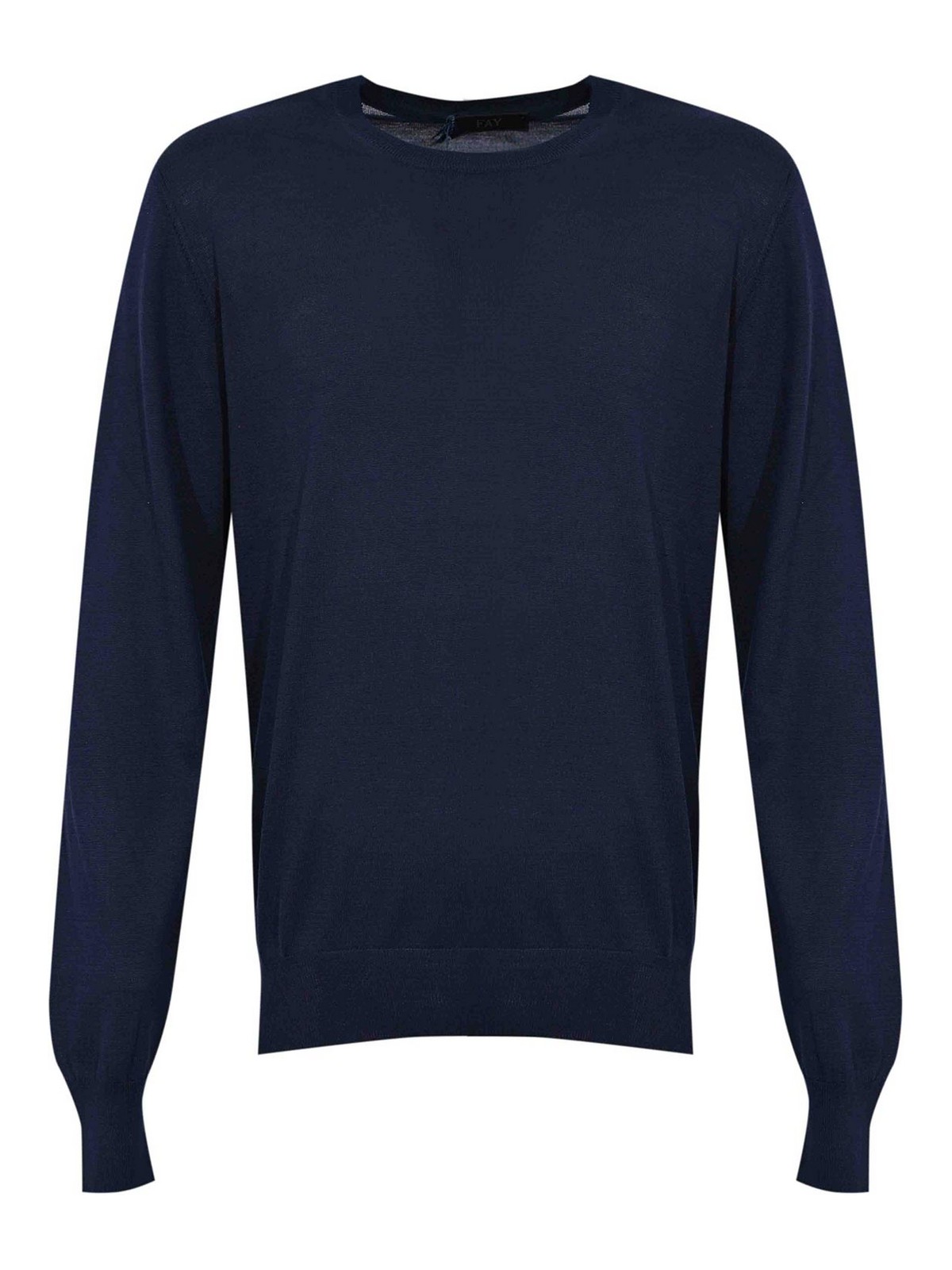 Crew-neck pullover in blue silk and cotton NMMC1522390VTRU602 (Fay / ニット・セーター・カーディガン ) | Fay (フェイ)