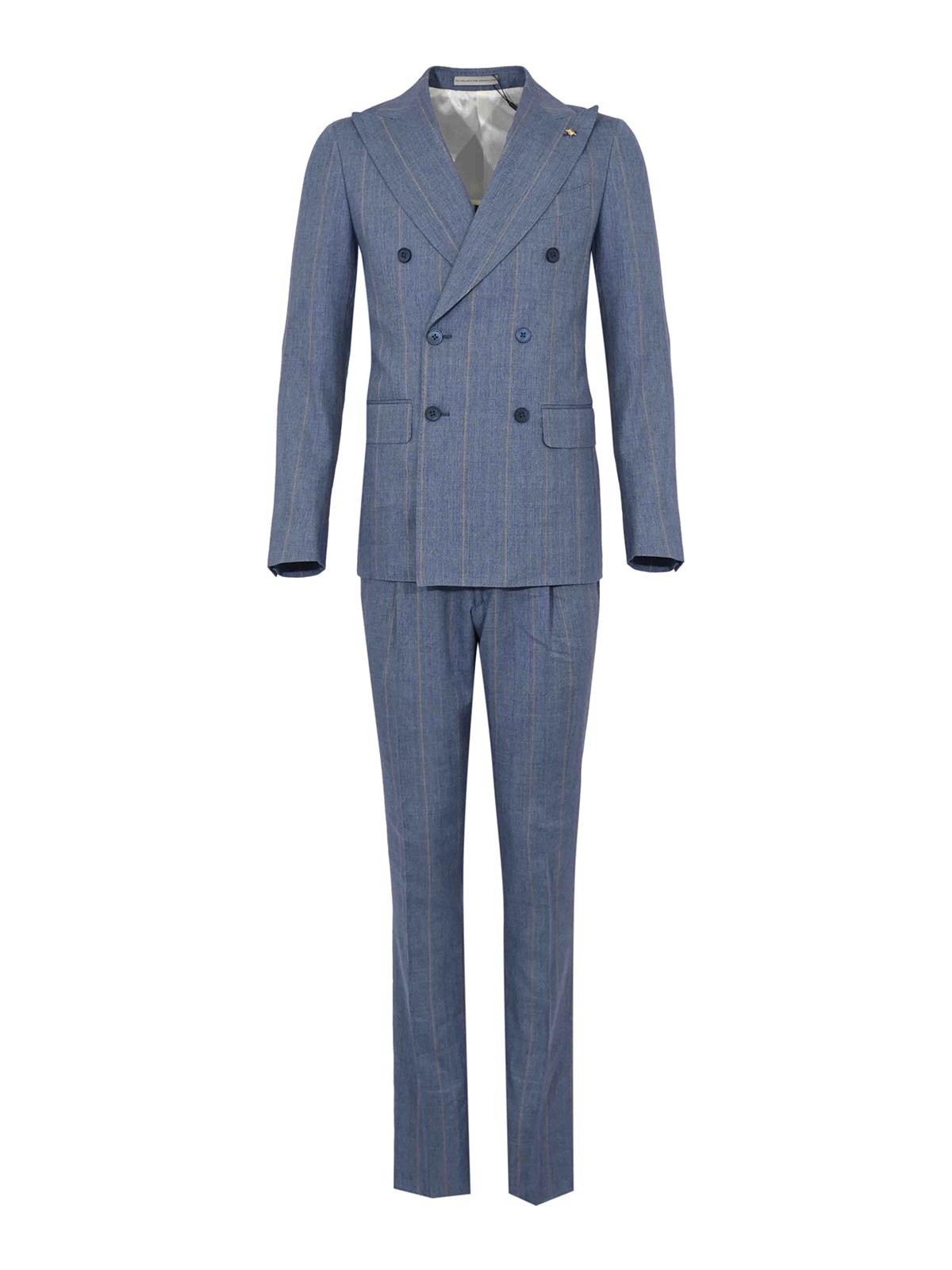 Light blue striped linen and wool blend dress 27NZ9427673437R002 (CORNELIANI / スーツ ) | CORNELIANI (コルネリアーニ)