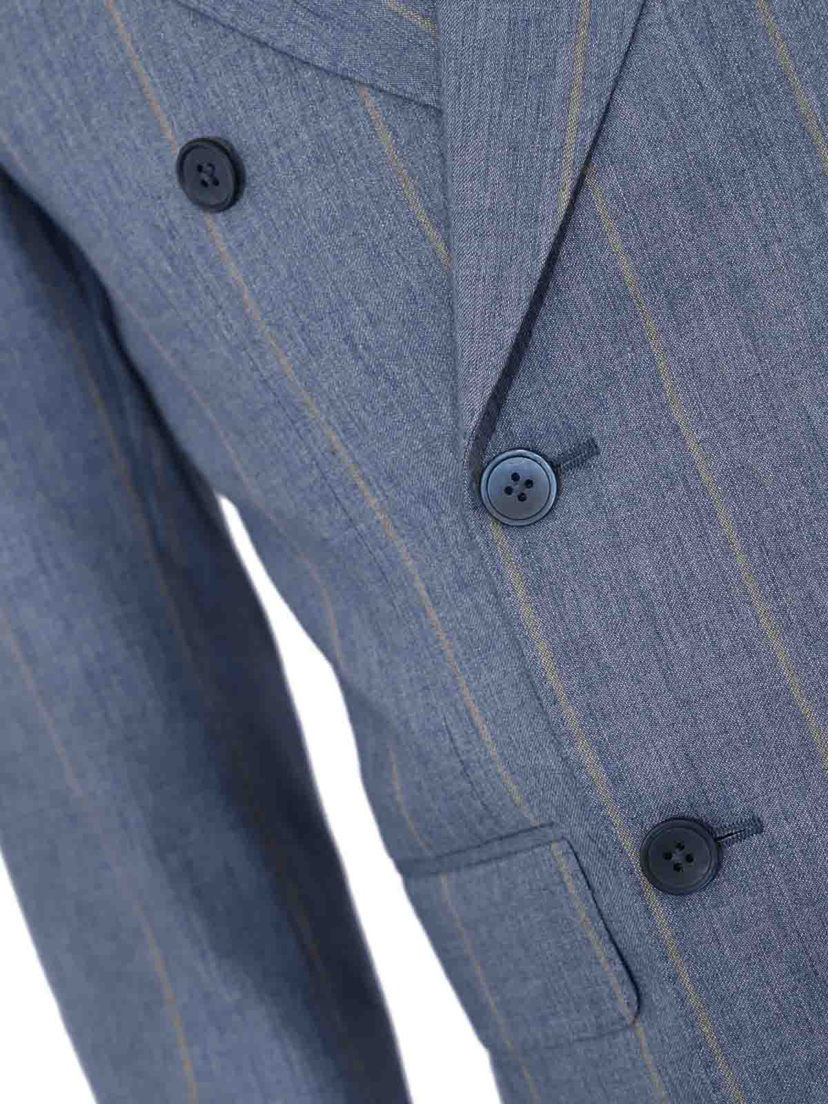 Light blue striped linen and wool blend dress 27NZ9427673437R002 (CORNELIANI / スーツ ) | CORNELIANI (コルネリアーニ)(2)