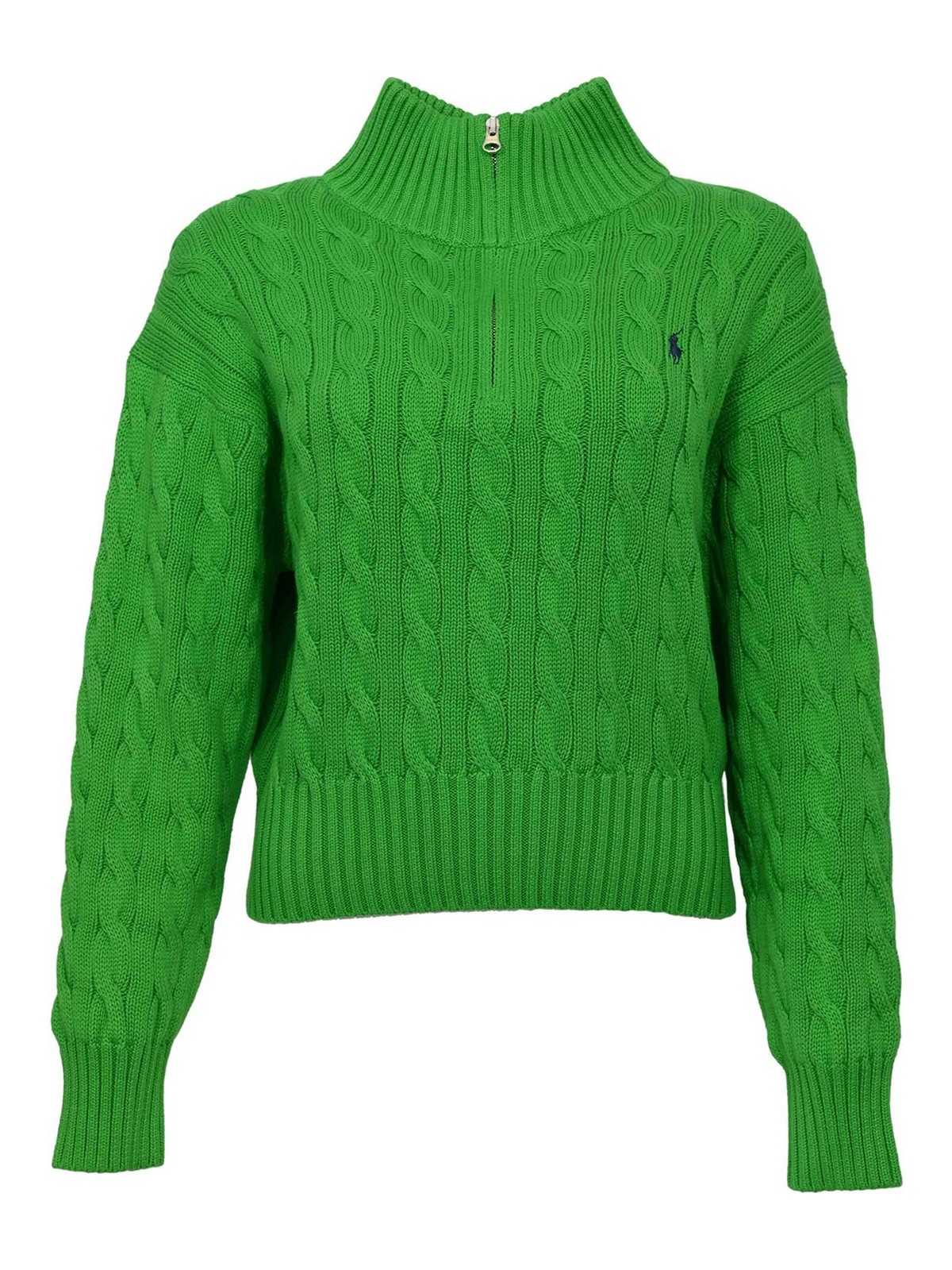 Woven Cotton Sweater With Green Zip 211963467500 (Polo Ralph Lauren / ニット・セーター・カーディガン ) | Polo Ralph Lauren (ポロ ラルフ ローレン)