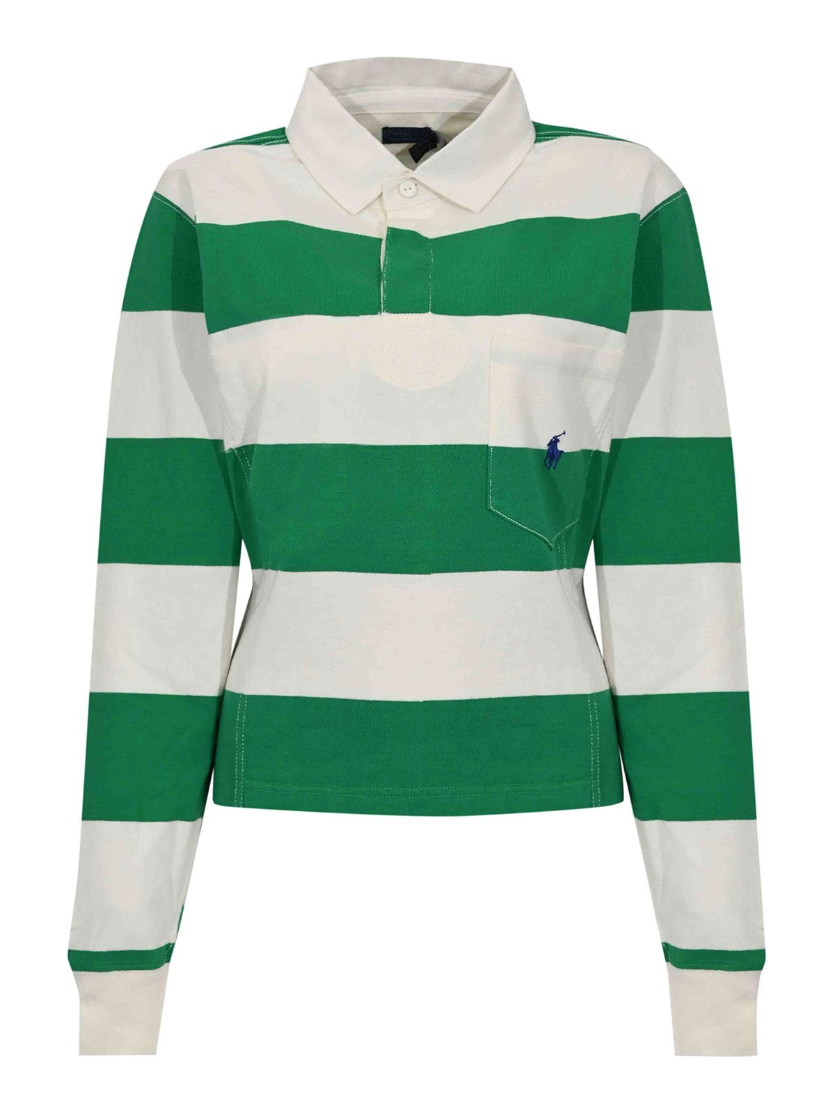 Long Sleeve Polo Shirt In Green/White Cotton 211971746500 (Polo Ralph Lauren / ポロシャツ ) | Polo Ralph Lauren (ポロ ラルフ ローレン)