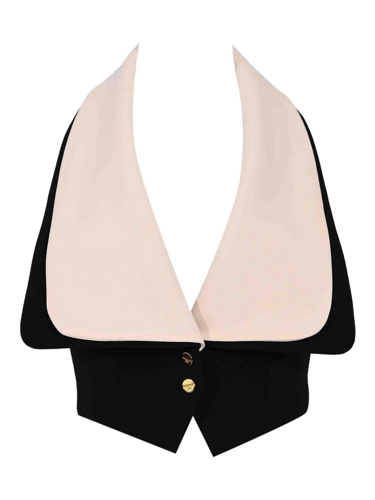 Two-tone crepe waistcoat with maxi lapels GL00161E2685 (Elisabetta Franchi / ベスト ) | Elisabetta Franchi (エリザベッタ フランキ)