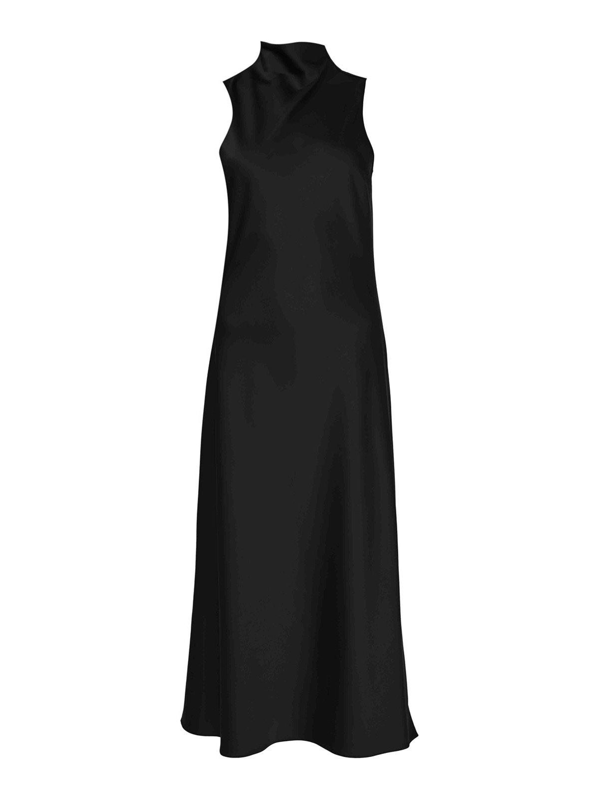 Fluid Midi Dress In Black Satin 8A1627A269K103 (PATRIZIA PEPE / ワンピース・ドレス・オールインワン ) | PATRIZIA PEPE (パトリツィア ペペ)