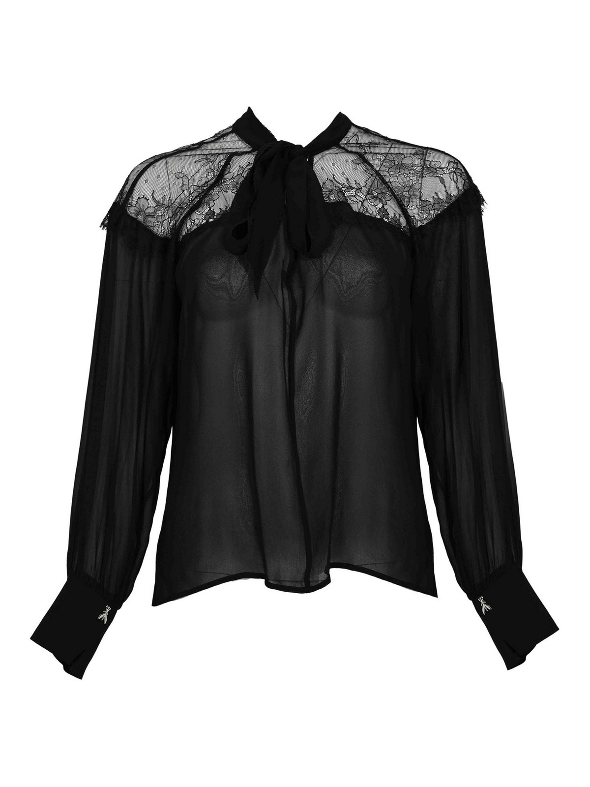 Fluid blouse in georgette and lace with bow 8C0859A692K103 (PATRIZIA PEPE / シャツ・ブラウス ) | PATRIZIA PEPE (パトリツィア ペペ)