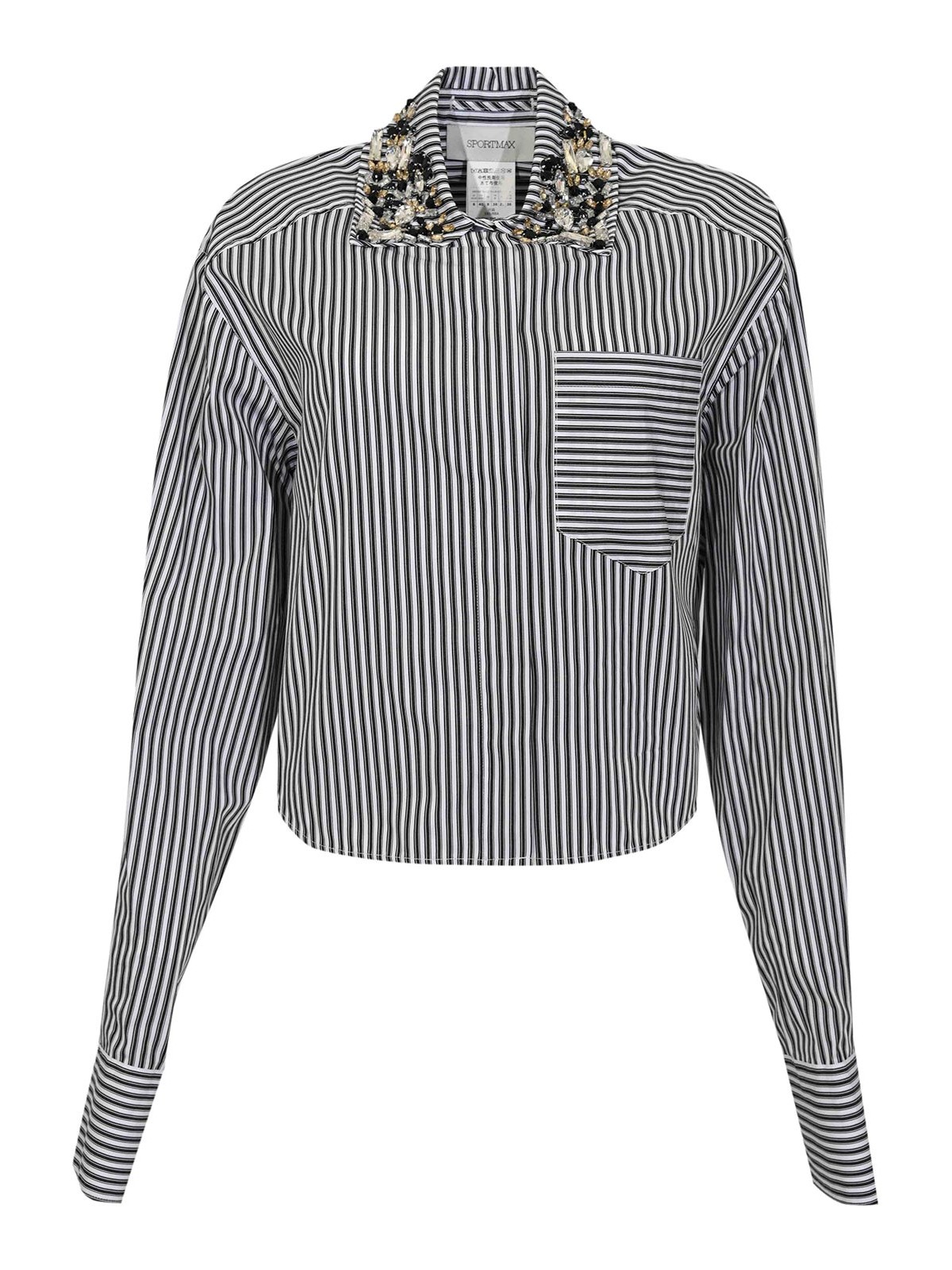 Spxquagga Crop Shirt In Striped Cotton Poplin 26121110116E15 (Sportmax / シャツ・ブラウス ) | Sportmax (スポーツマックス)