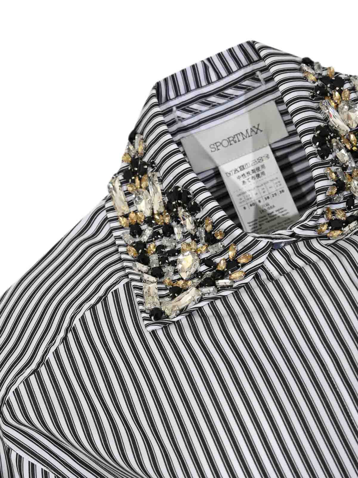 Spxquagga Crop Shirt In Striped Cotton Poplin 26121110116E15 (Sportmax / シャツ・ブラウス ) | Sportmax (スポーツマックス)(2)