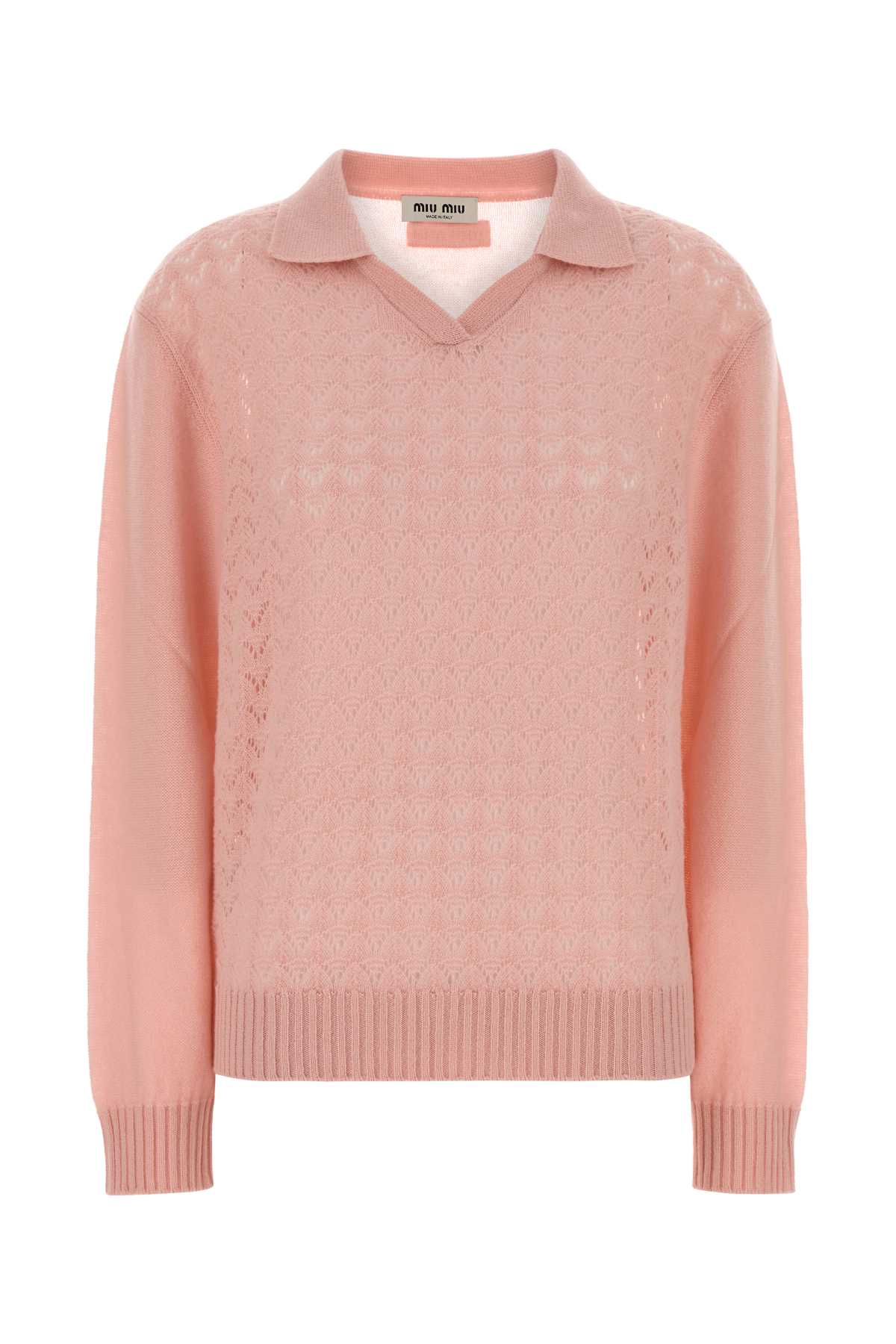 Pink cashmere polo shirt MML05CSOOO185IF0AL2 (MIU MIU / ニット・セーター・カーディガン ) | MIU MIU (ミュウミュウ)