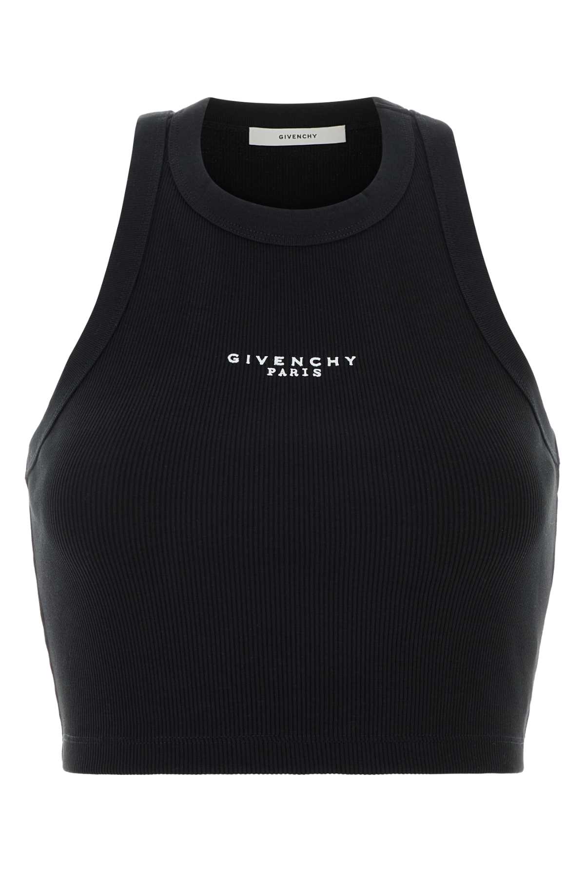 Black stretch cotton crop-top BW70G7P7BR001 (GIVENCHY / タンクトップ・キャミソール ) | GIVENCHY (ジバンシィ)