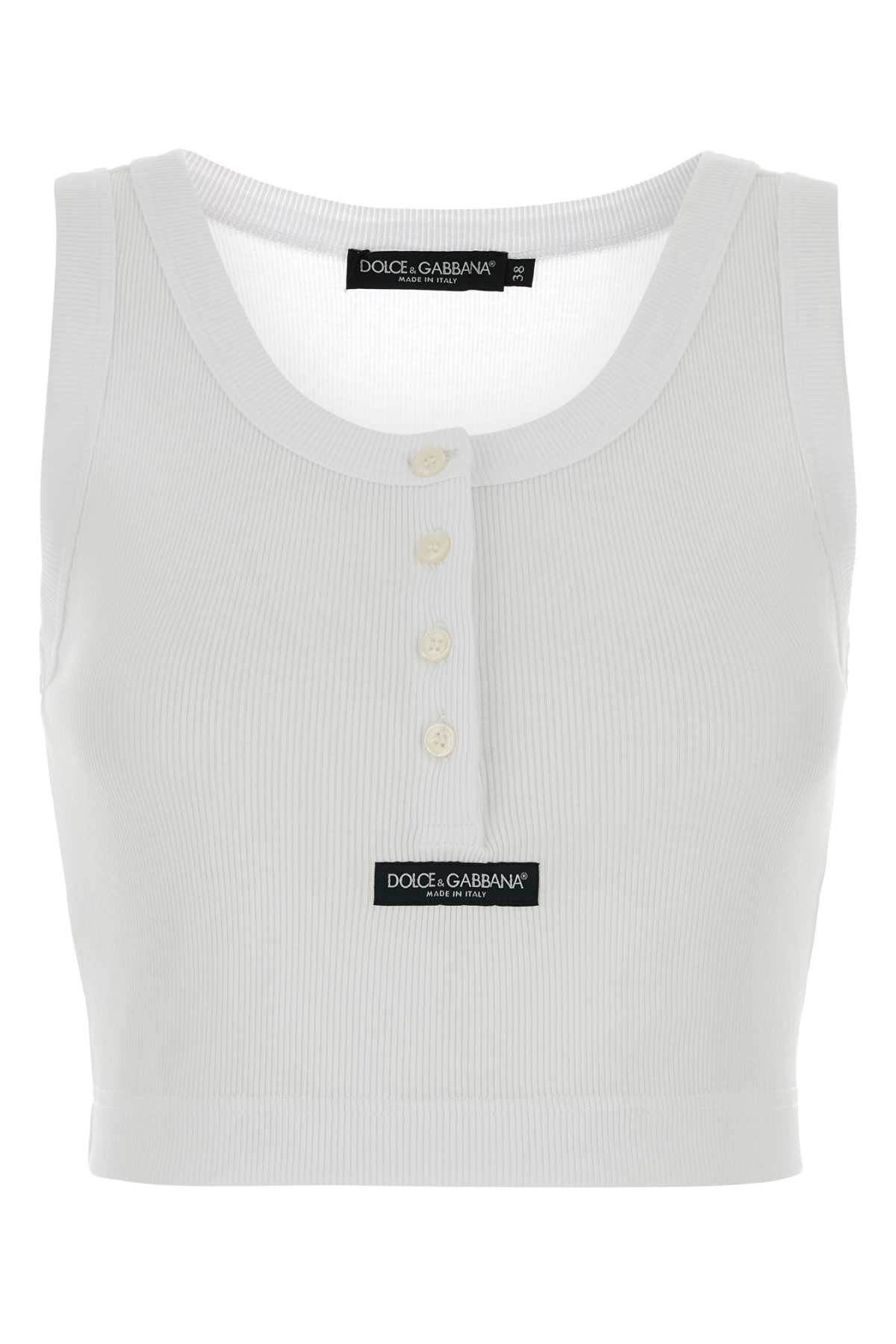 White cotton tank top F8W42TFU7AVW0800 (Dolce & Gabbana / タンクトップ・キャミソール ) | Dolce & Gabbana (ドルチェガッバーナ)