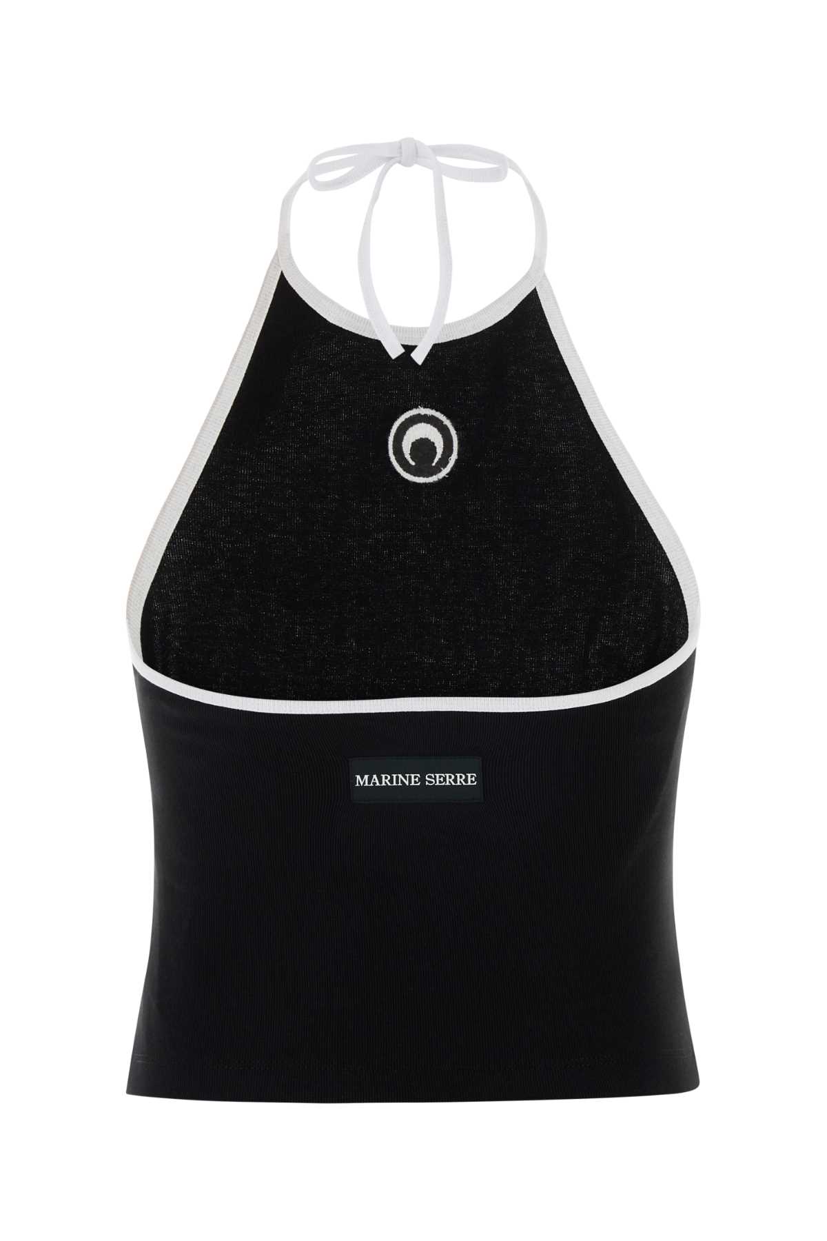 Black cotton tank top WTO504ACJER0008BK96 (MARINE SERRE / タンクトップ・キャミソール ) | MARINE SERRE (マリーン セル)(1)