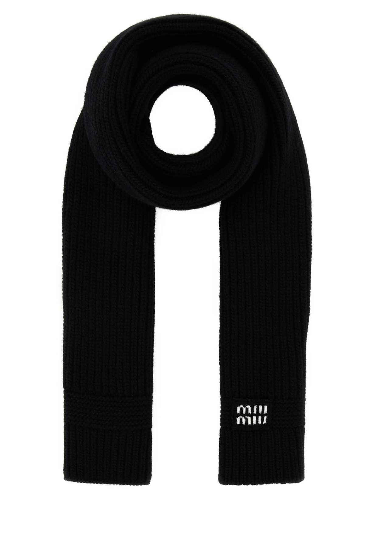 Black wool blend scarf 5FS0482F8SF0002 (MIU MIU / スカーフ・マフラー ) | MIU MIU (ミュウミュウ)
