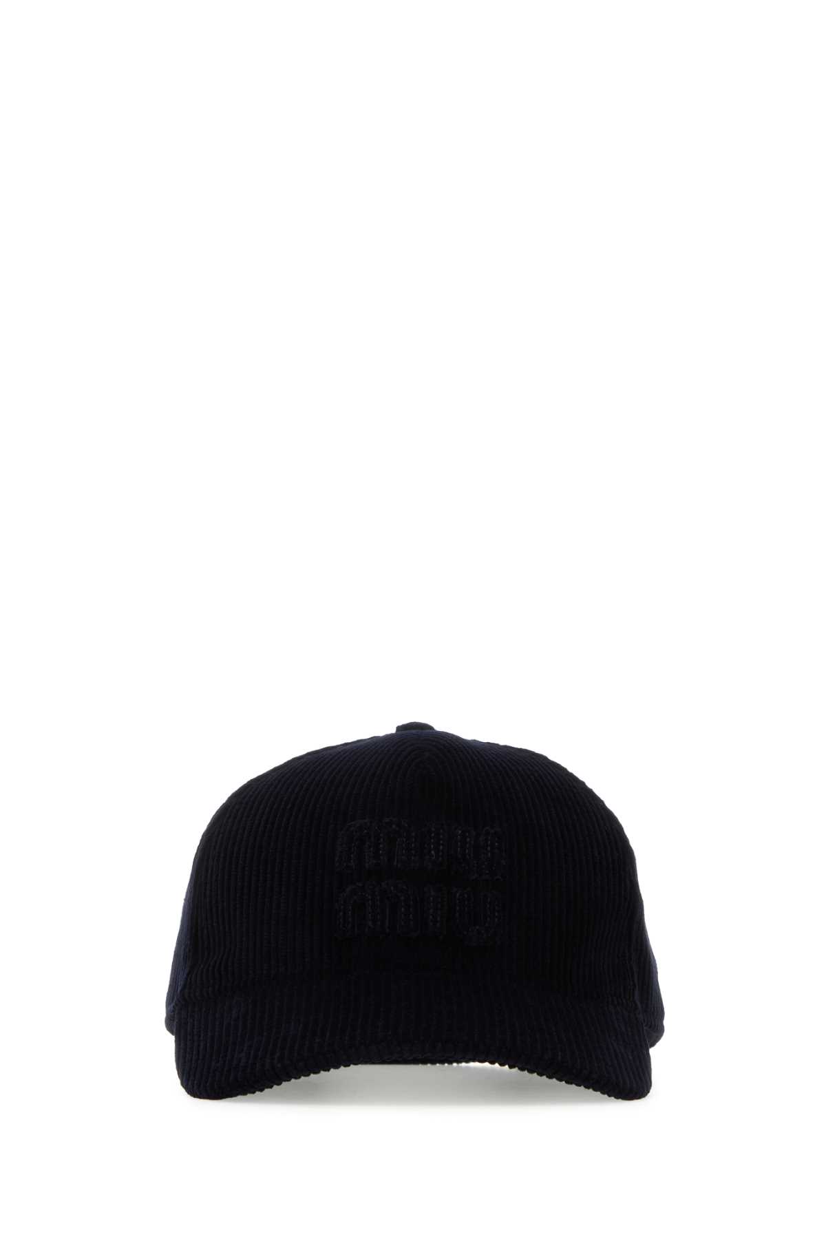Midnight blue corduroy baseball cap 5HC1792F81F0124 (MIU MIU / 帽子 ) | MIU MIU (ミュウミュウ)