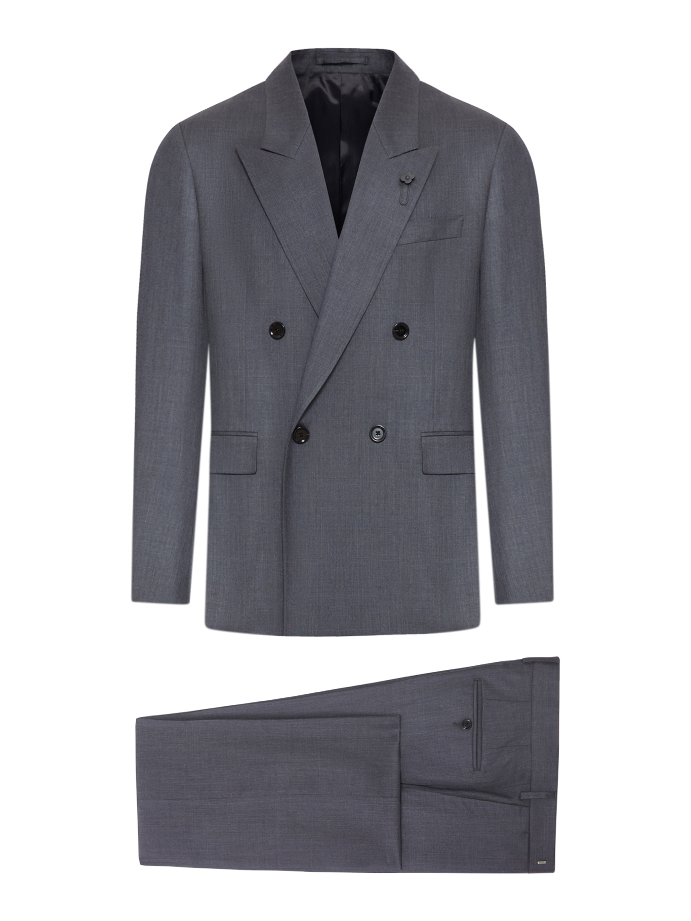 TAILORED DOUBLE-BREASTED SUIT IN WOOL AND SILK BLEND CNPALUKPA5810950 (LARDINI / スーツ ) | LARDINI (ラルディーニ)